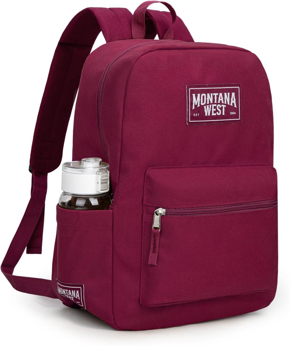 imageMontana West Backpack for Women Men 2 PCS Lightweight College Bookbags Casual Daypack Backpacks for Commute amp TravelBlack Burgundy