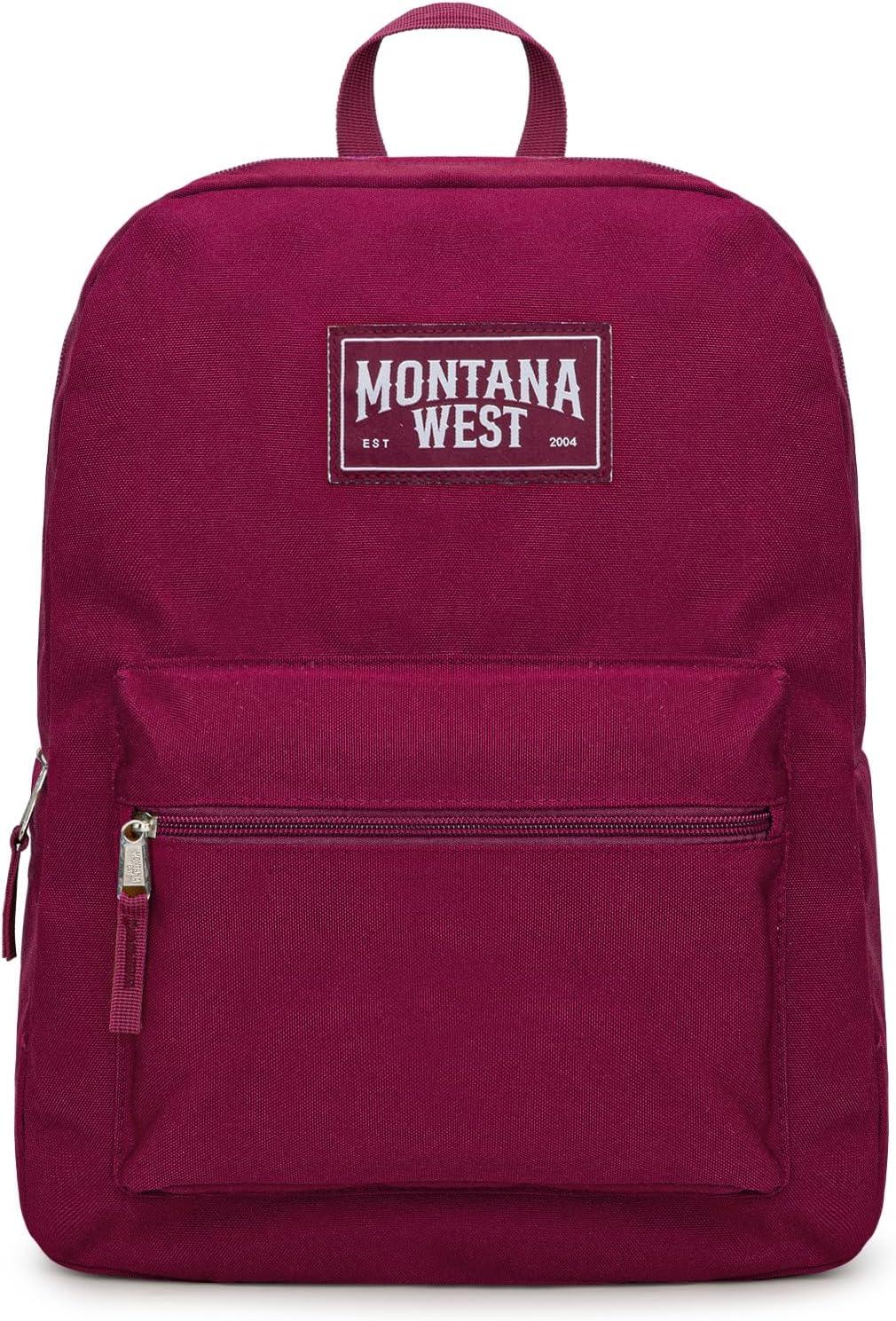 imageMontana West Backpack for Women Men 2 PCS Lightweight College Bookbags Casual Daypack Backpacks for Commute amp TravelBlack Burgundy