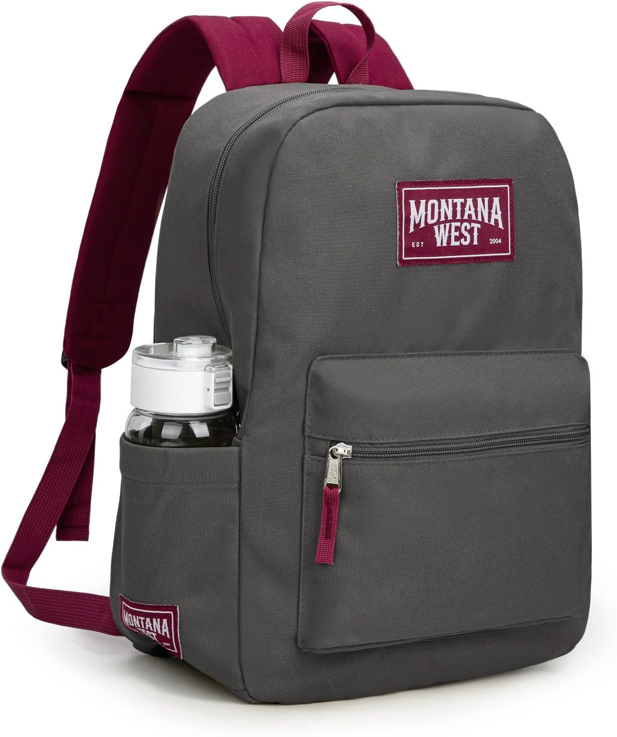 imageMontana West Backpack for Women Men 2 PCS Lightweight College Bookbags Casual Daypack Backpacks for Commute amp TravelBlack Grey