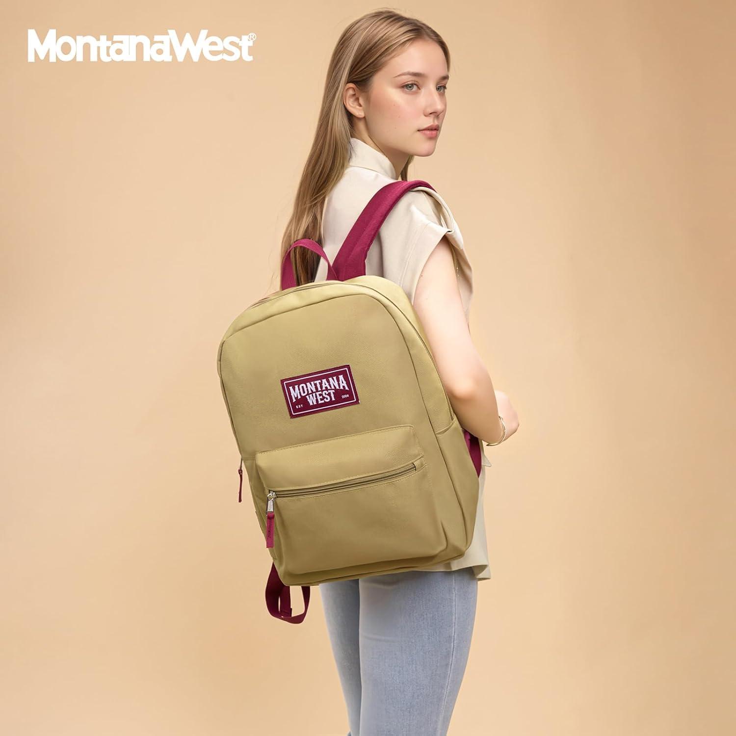 imageMontana West Backpack for Women Men 2 PCS Lightweight College Bookbags Casual Daypack Backpacks for Commute amp TravelBlack Khaki