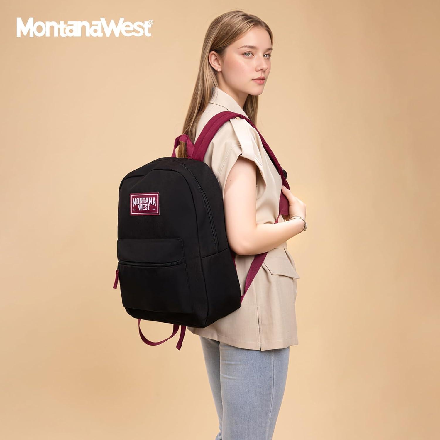 imageMontana West Backpack for Women Men 2 PCS Lightweight College Bookbags Casual Daypack Backpacks for Commute amp TravelBlack Navy