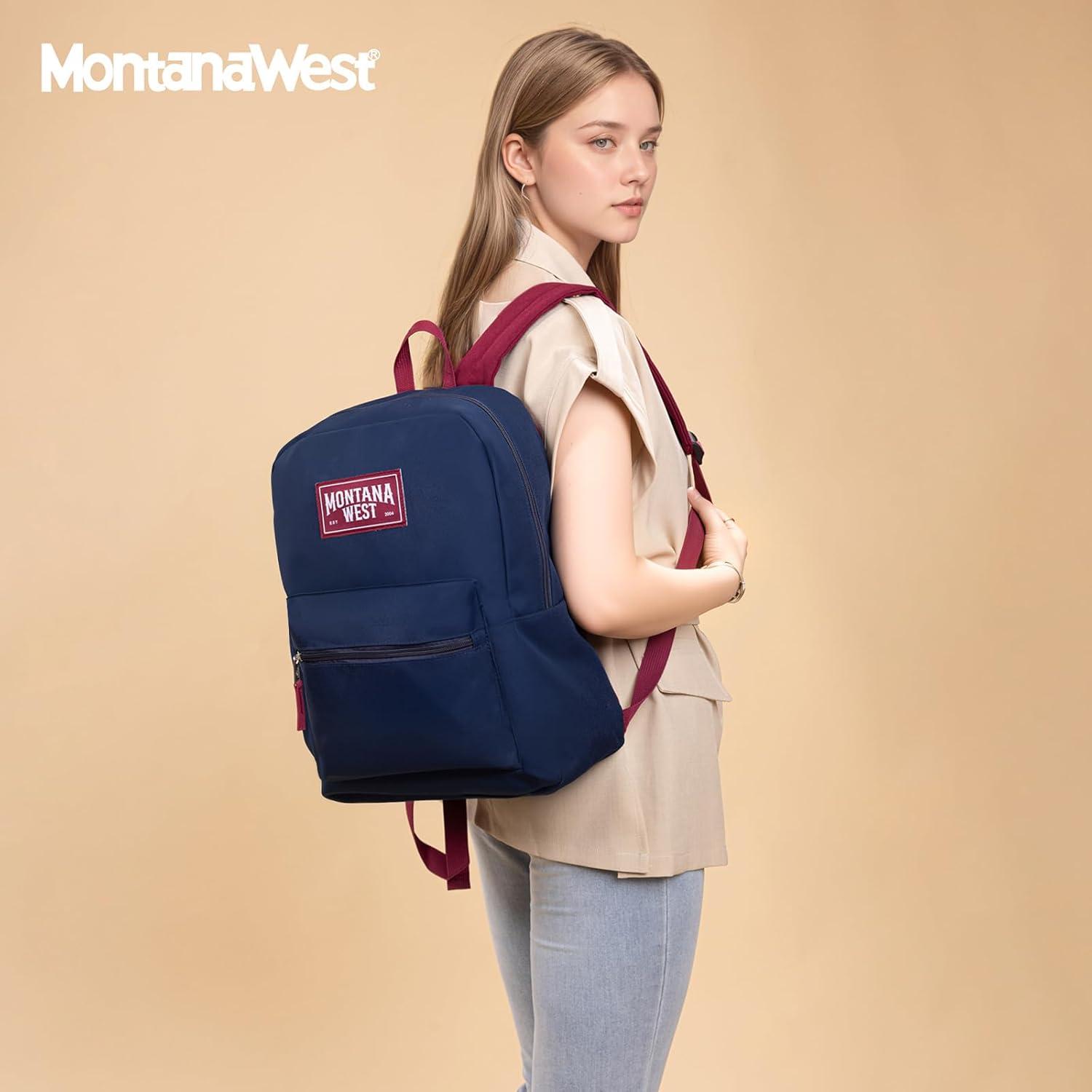 imageMontana West Backpack for Women Men 2 PCS Lightweight College Bookbags Casual Daypack Backpacks for Commute amp TravelBlack Navy
