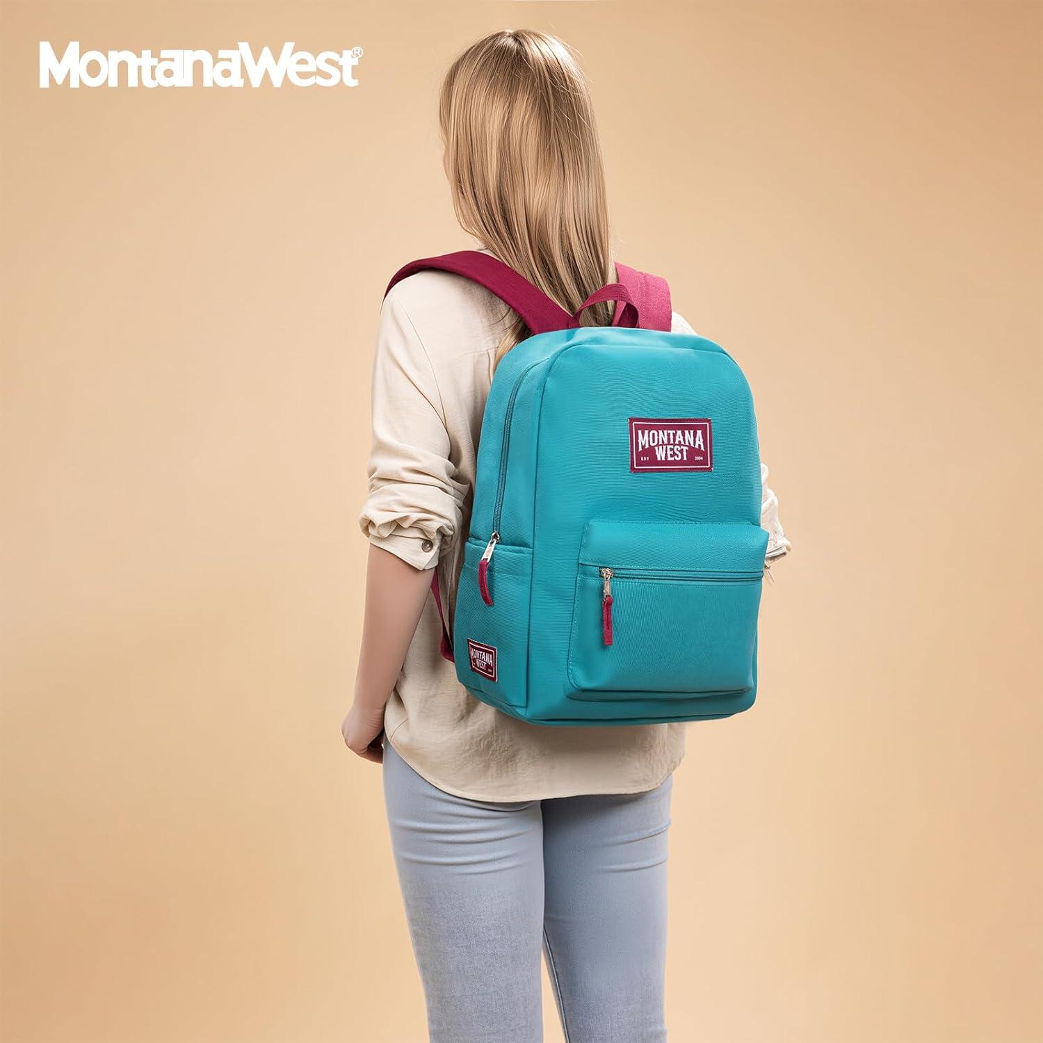 imageMontana West Backpack for Women Men 2 PCS Lightweight College Bookbags Casual Daypack Backpacks for Commute amp TravelBlack Turquoise