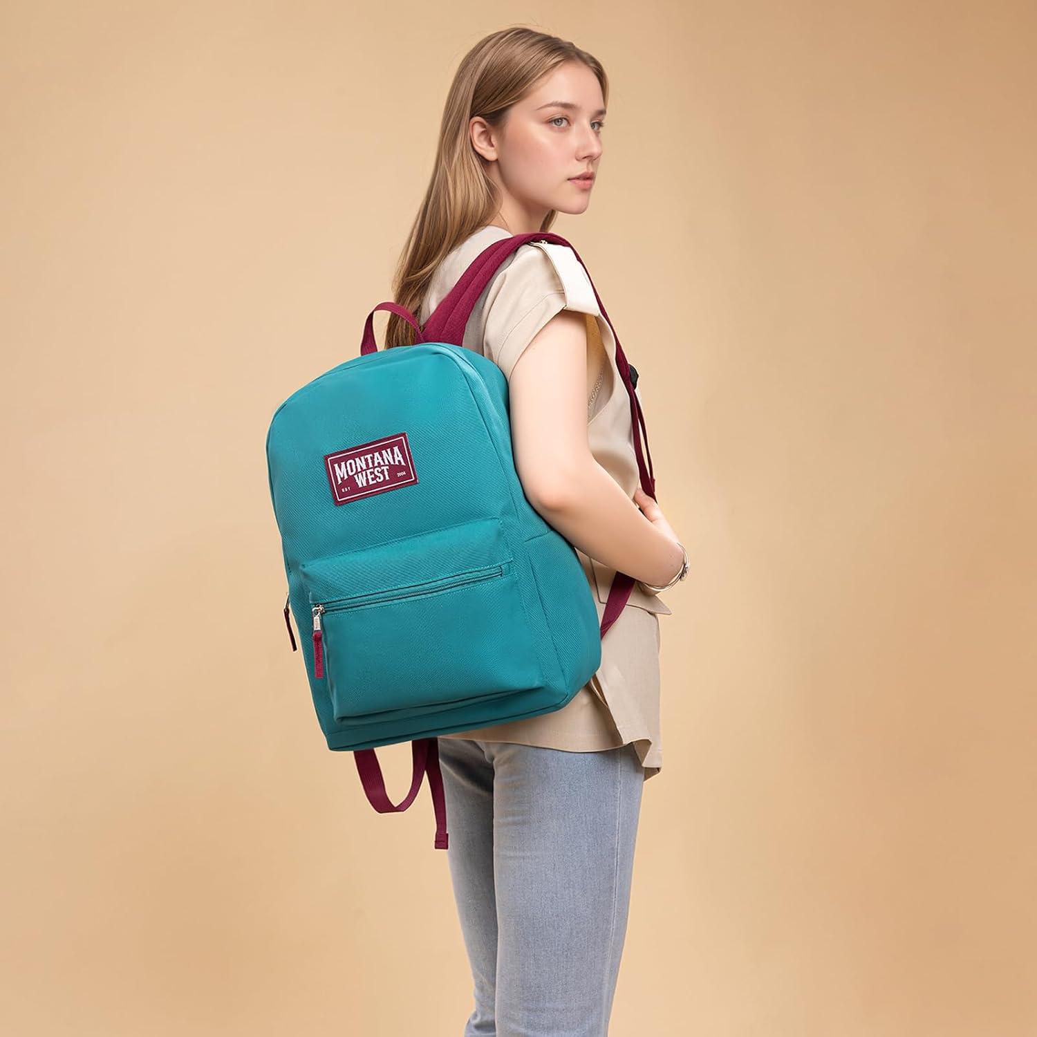 imageMontana West Backpack for Women Men 2 PCS Lightweight College Bookbags Casual Daypack Backpacks for Commute amp TravelBlack Turquoise