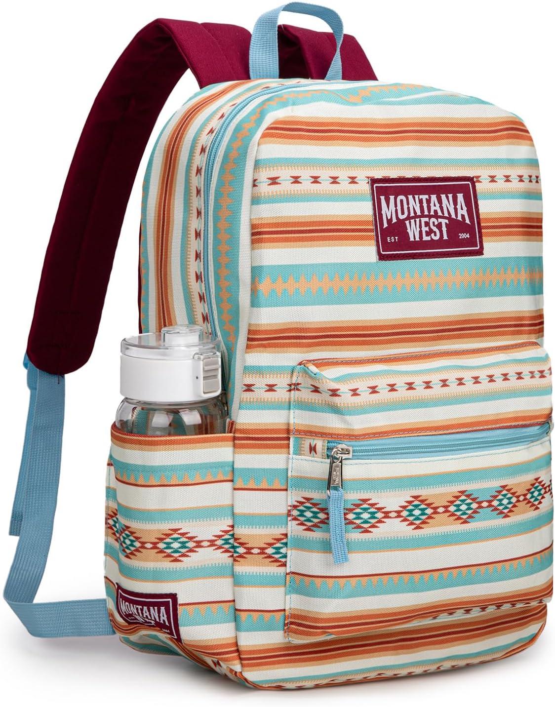 imageMontana West Backpack for Women Men 2 PCS Lightweight College Bookbags Casual Daypack Backpacks for Commute amp TravelWestern Blue