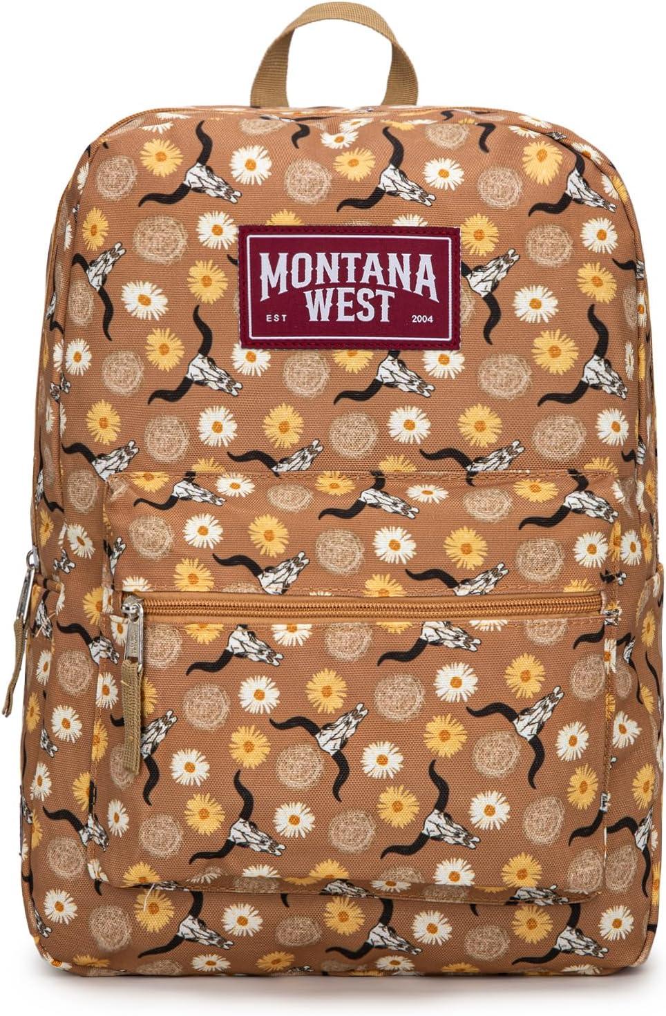 imageMontana West Backpack for Women Men 2 PCS Lightweight College Bookbags Casual Daypack Backpacks for Commute amp TravelWestern Brown