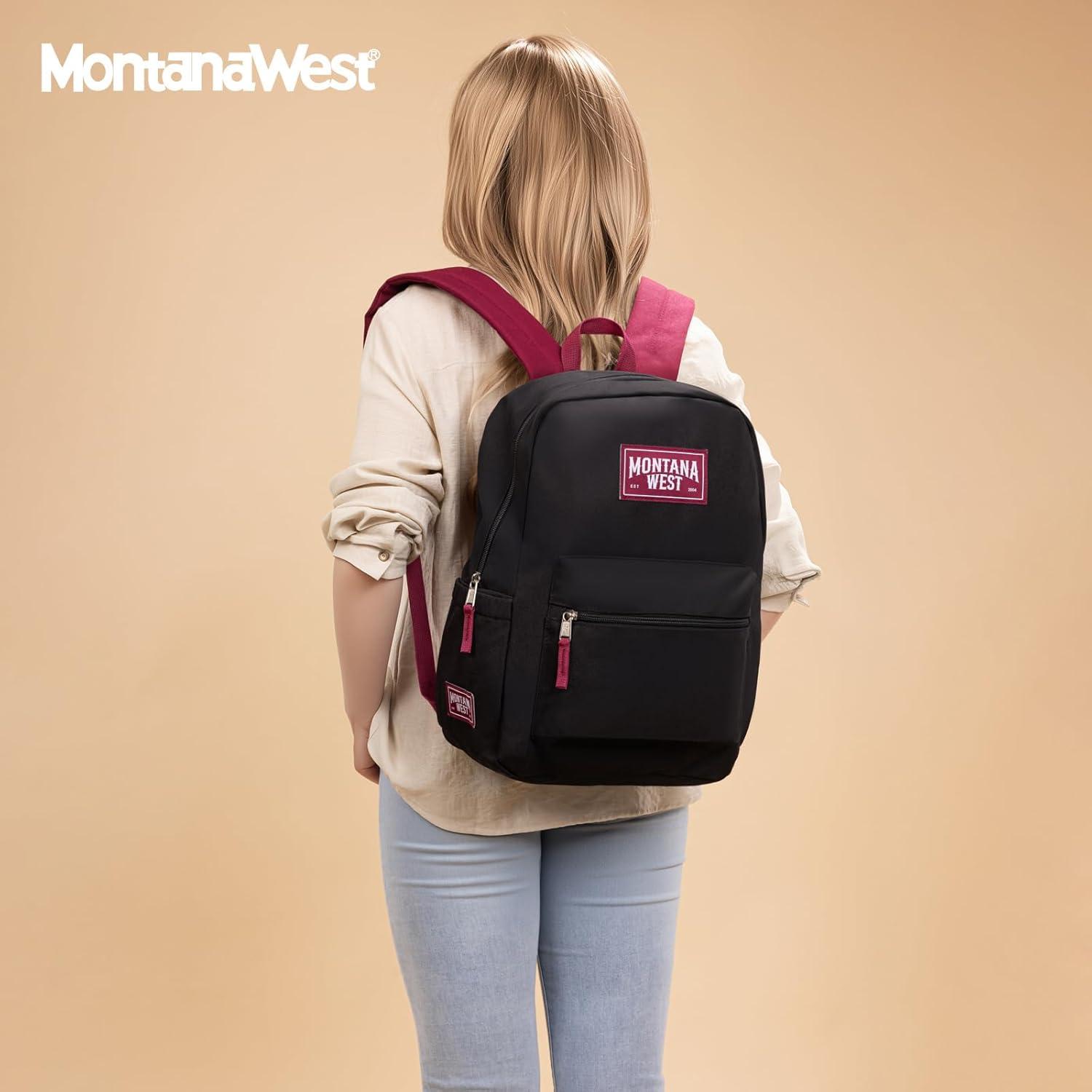 imageMontana West Backpack for Women Men 2 PCS Lightweight College Bookbags Casual Daypack Backpacks for Commute amp TravelWestern Brown