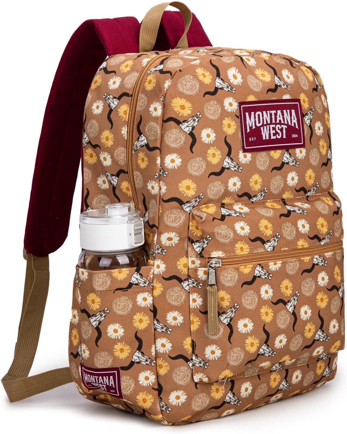 imageMontana West Backpack for Women Men 2 PCS Lightweight College Bookbags Casual Daypack Backpacks for Commute amp TravelWestern Brown