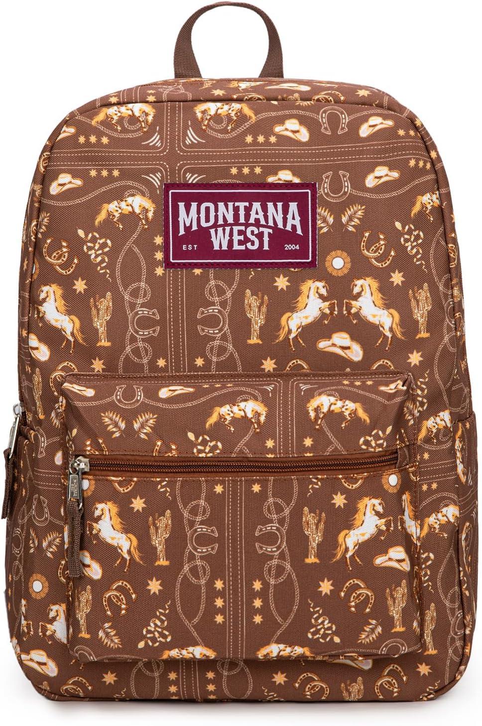 imageMontana West Backpack for Women Men 2 PCS Lightweight College Bookbags Casual Daypack Backpacks for Commute amp TravelWestern Coffee