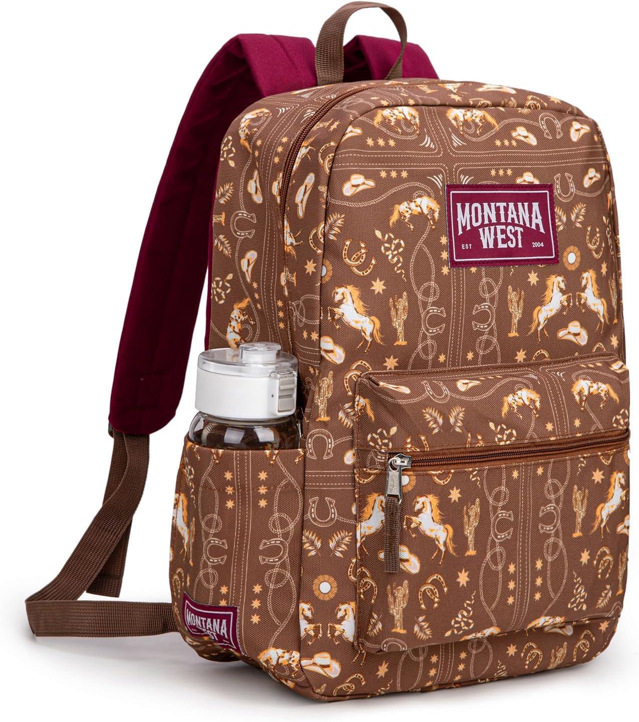 imageMontana West Backpack for Women Men 2 PCS Lightweight College Bookbags Casual Daypack Backpacks for Commute amp TravelWestern Coffee