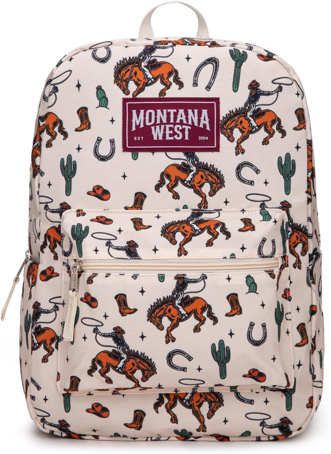 imageMontana West Backpack for Women Men 2 PCS Lightweight College Bookbags Casual Daypack Backpacks for Commute amp TravelWestern Tan