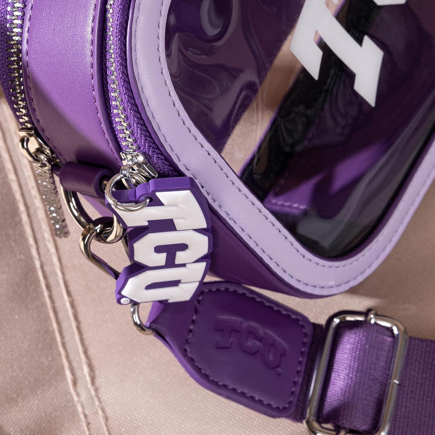 imageMontana West Horned Frogs Clear Bag for Stadium Events Handbags for Sports FansZip Small Wallet with Wristlet Strap Bundle