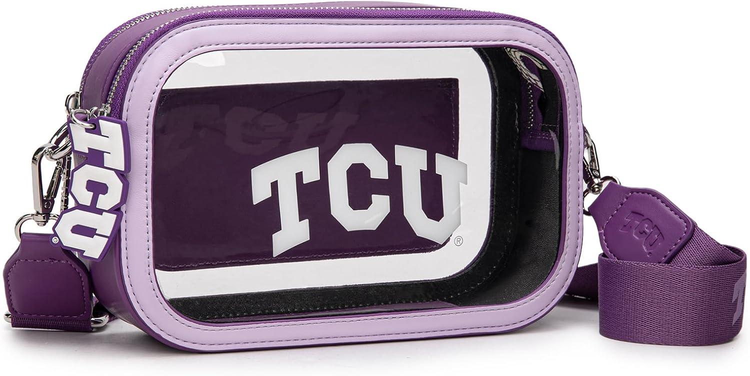 imageMontana West Horned Frogs Clear Bag for Stadium Events Handbags for Sports FansZip Small Wallet with Wristlet Strap Bundle