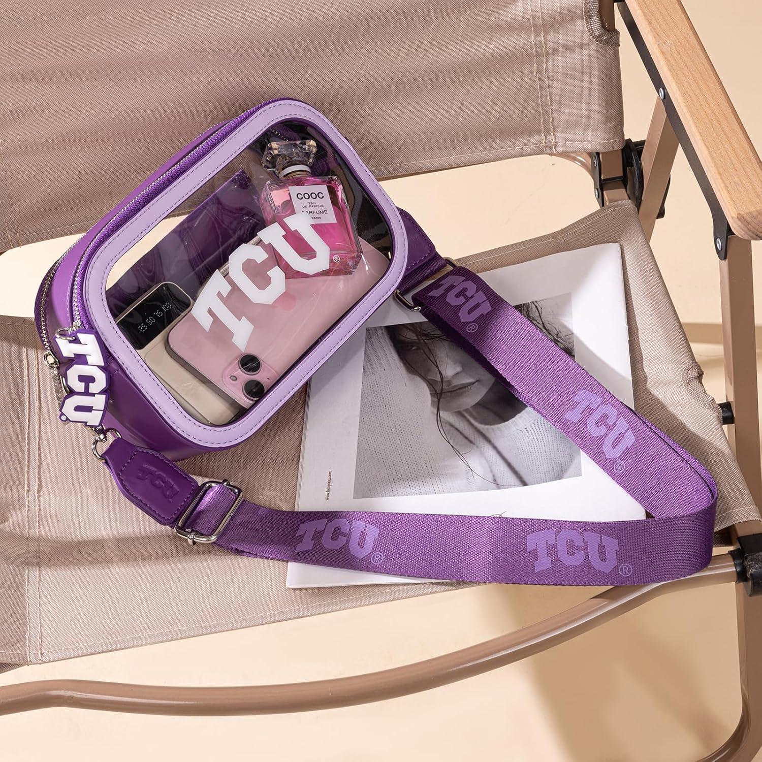 imageMontana West Horned Frogs Clear Bag for Stadium Events Handbags for Sports FansZip Small Wallet with Wristlet Strap Bundle