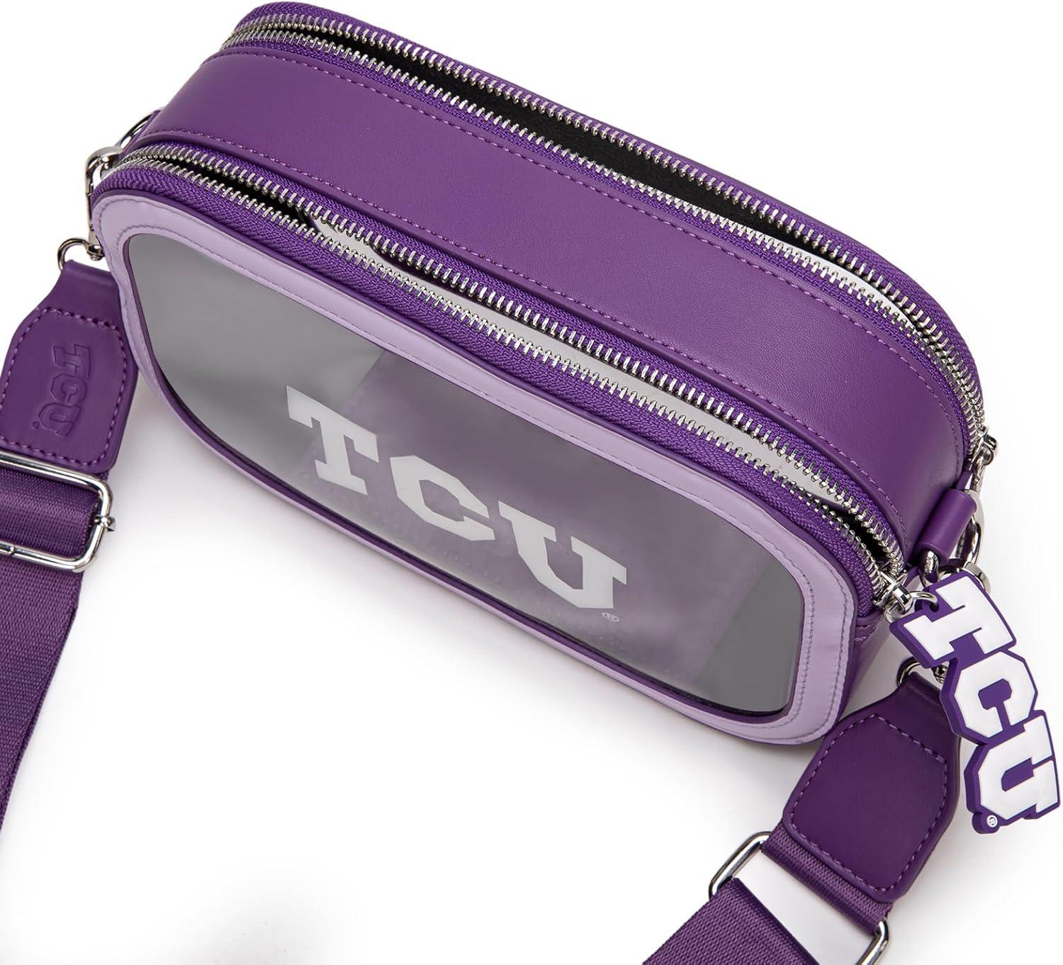 imageMontana West Horned Frogs Clear Bag for Stadium Events Handbags for Sports FansZip Small Wallet with Wristlet Strap Bundle