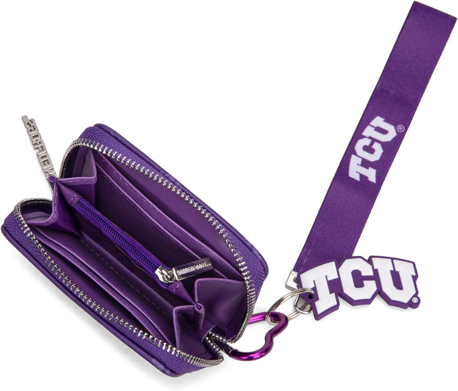 imageMontana West Horned Frogs Clear Bag for Stadium Events Handbags for Sports FansZip Small Wallet with Wristlet Strap Bundle