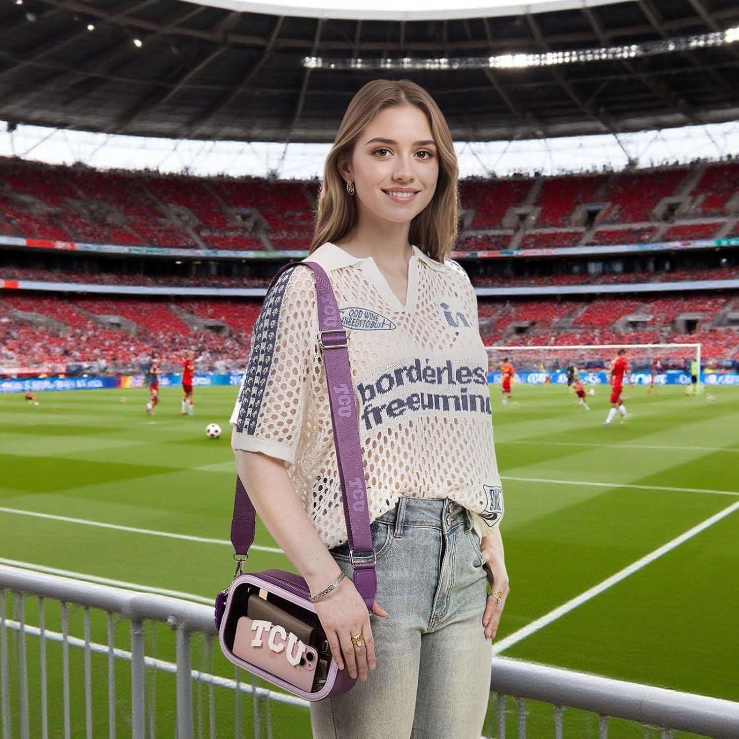 imageMontana West Horned Frogs Clear Bag for Stadium Events Handbags for Sports FansZip Small Wallet with Wristlet Strap Bundle