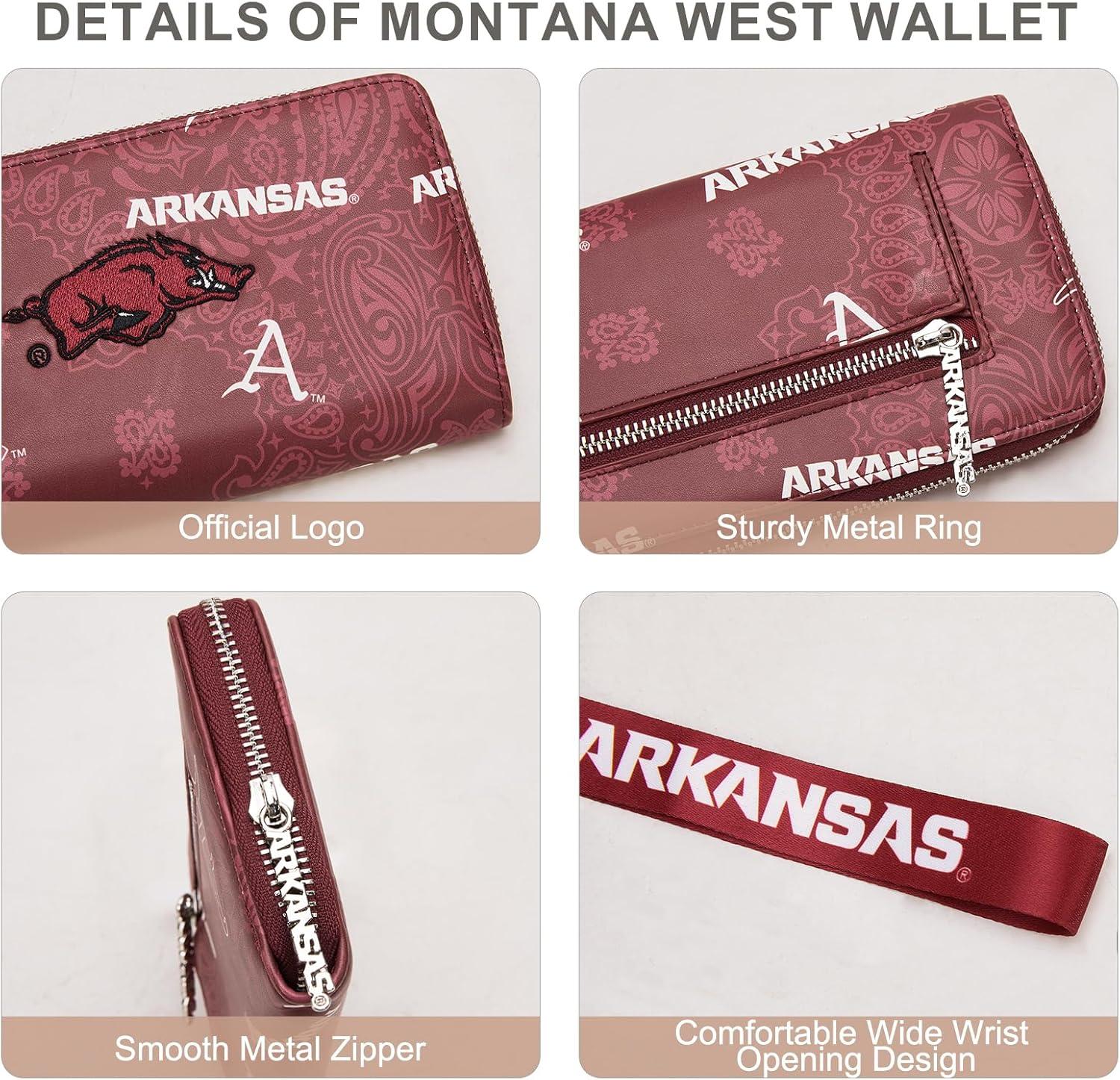 imageMontana West NCAA Team Officially Licensed Wristlet Purse for Women Stadium Wristlet Clutch with Keychain Small Game DayAfublack
