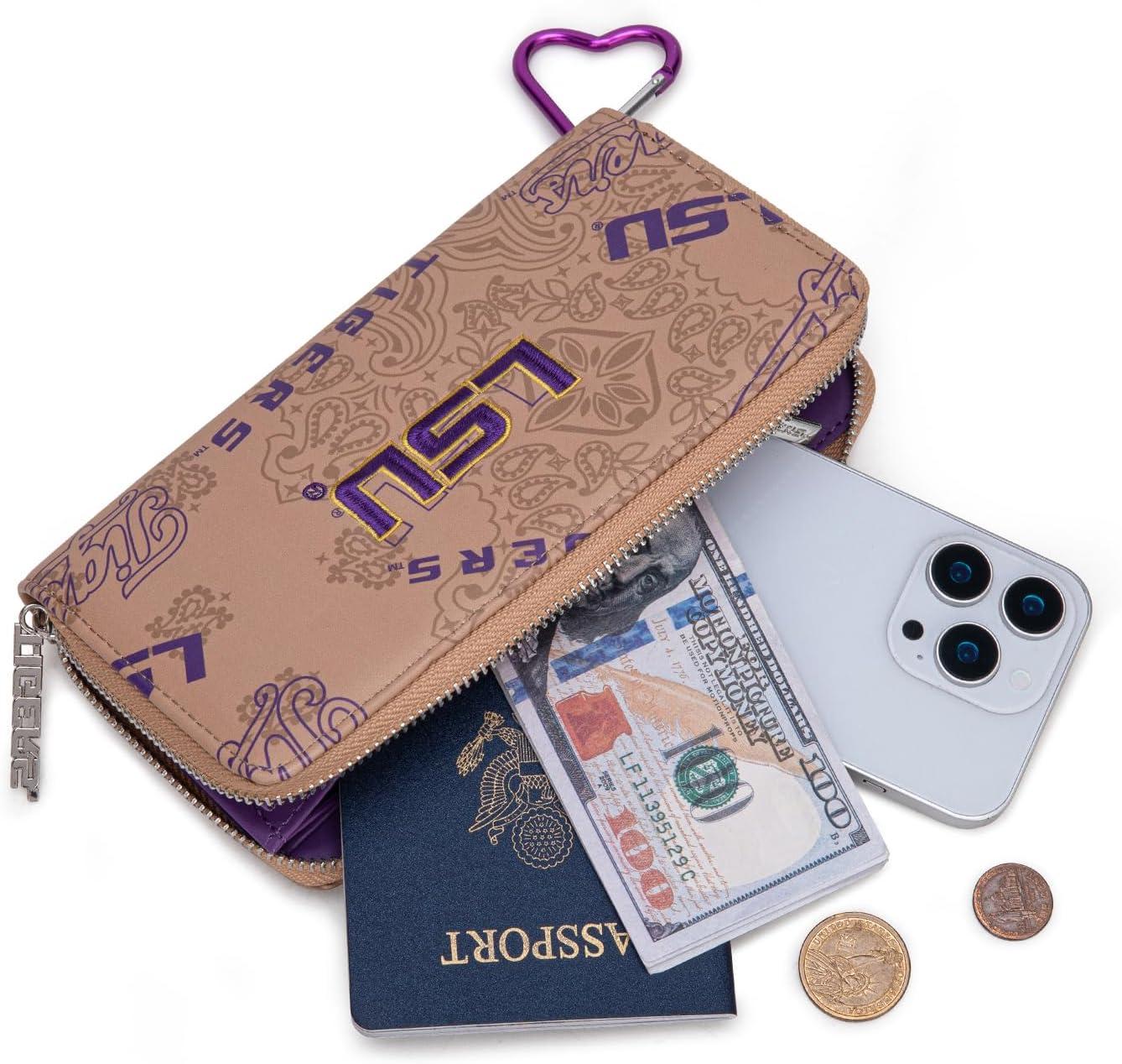 imageMontana West NCAA Team Officially Licensed Wristlet Purse for Women Stadium Wristlet Clutch with Keychain Small Game DayLsupurple