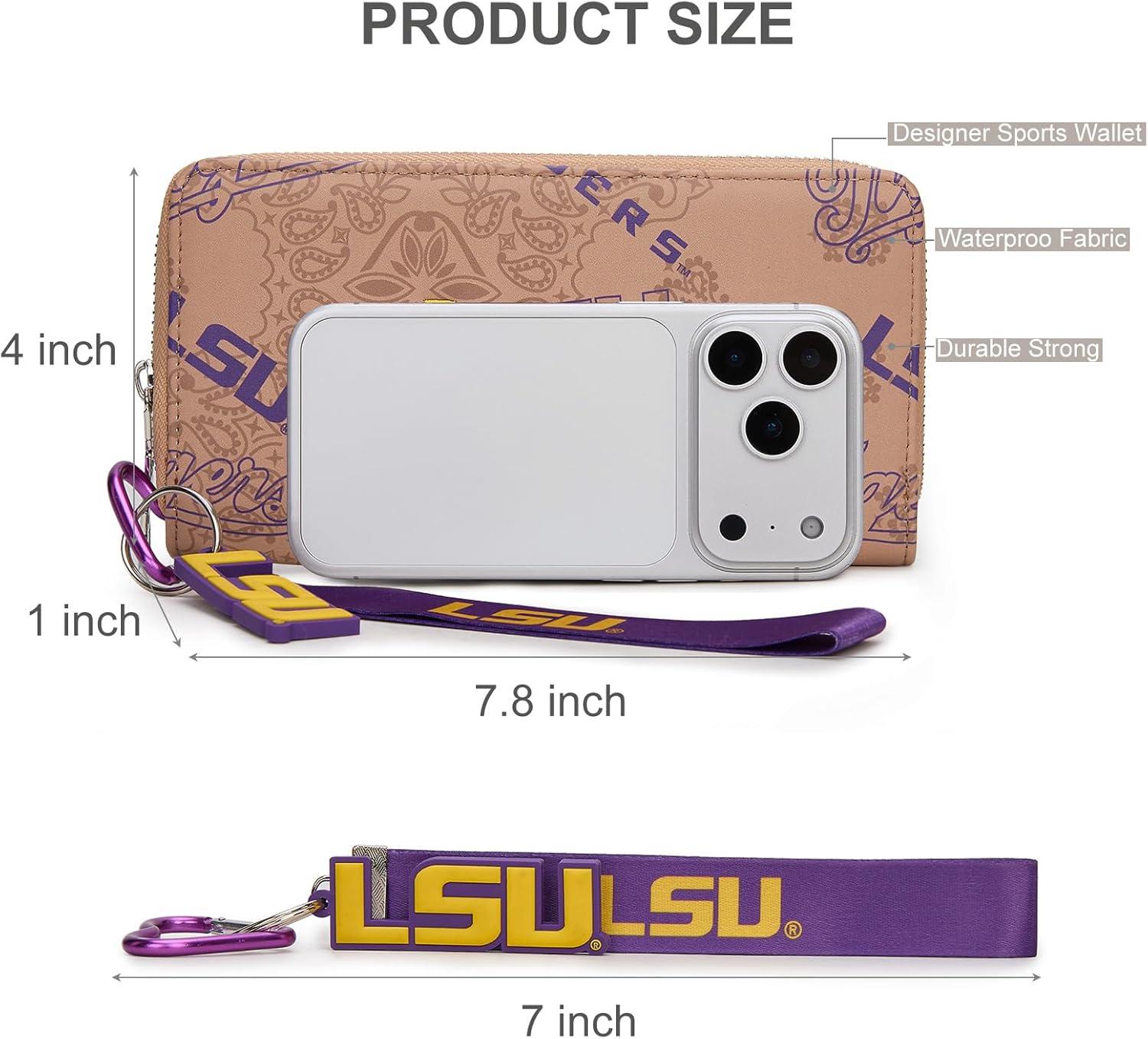 imageMontana West NCAA Team Officially Licensed Wristlet Purse for Women Stadium Wristlet Clutch with Keychain Small Game DayLsupurple