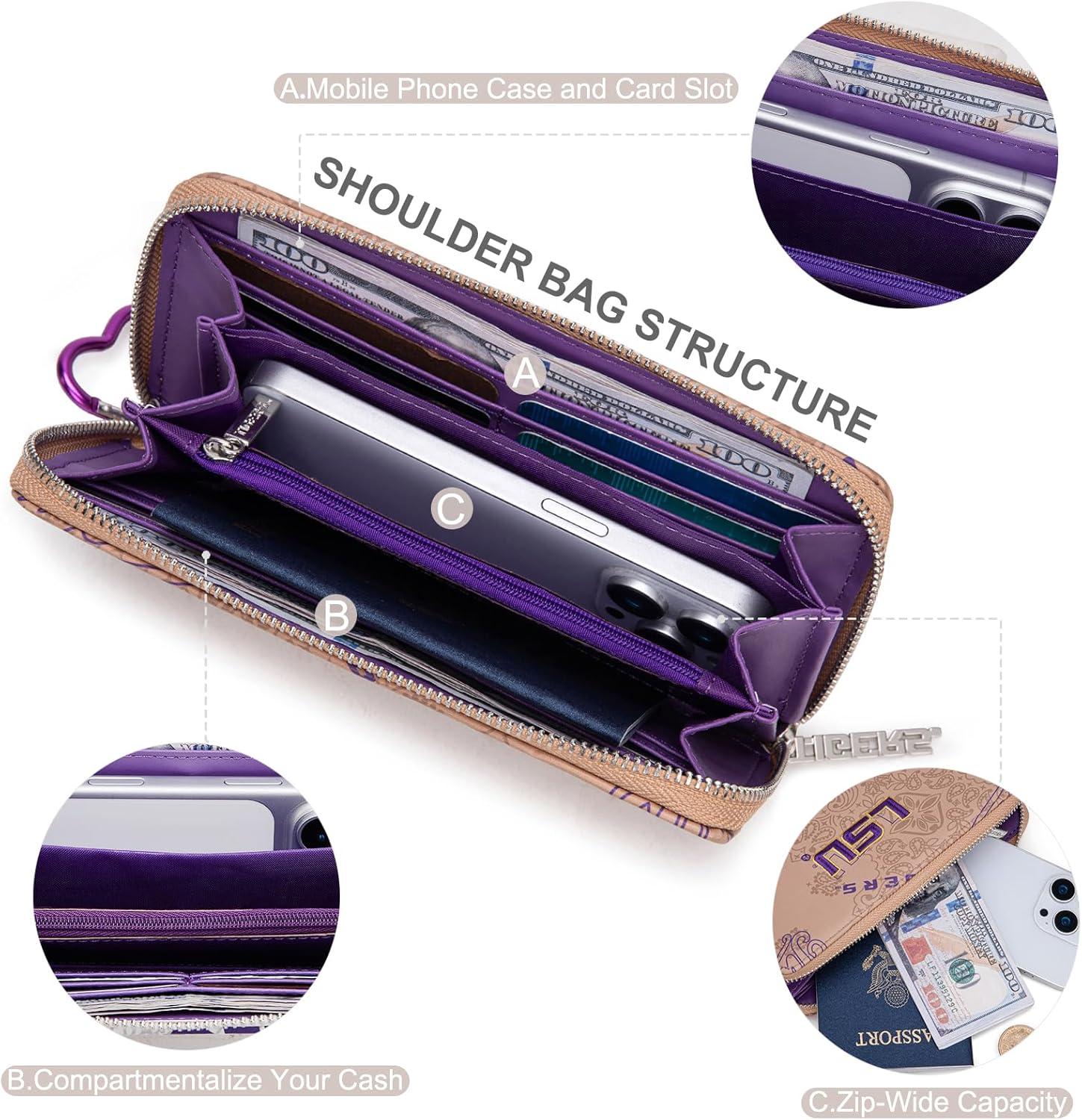 imageMontana West NCAA Team Officially Licensed Wristlet Purse for Women Stadium Wristlet Clutch with Keychain Small Game DayLsupurple