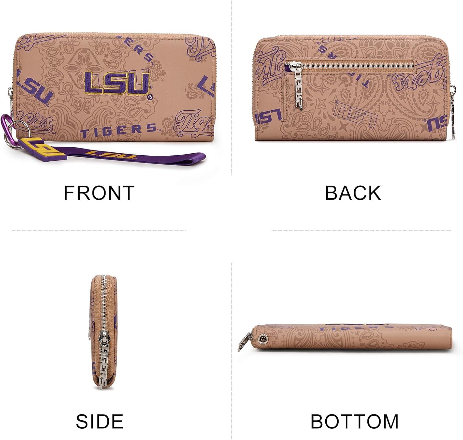 imageMontana West NCAA Team Officially Licensed Wristlet Purse for Women Stadium Wristlet Clutch with Keychain Small Game DayLsupurple