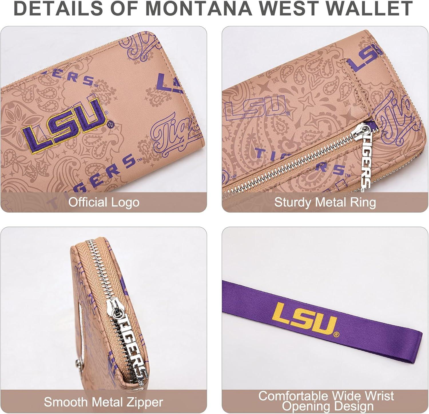 imageMontana West NCAA Team Officially Licensed Wristlet Purse for Women Stadium Wristlet Clutch with Keychain Small Game DayLsupurple