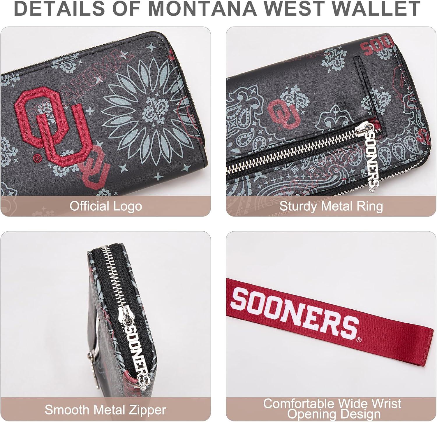 imageMontana West NCAA Team Officially Licensed Wristlet Purse for Women Stadium Wristlet Clutch with Keychain Small Game DayOublack