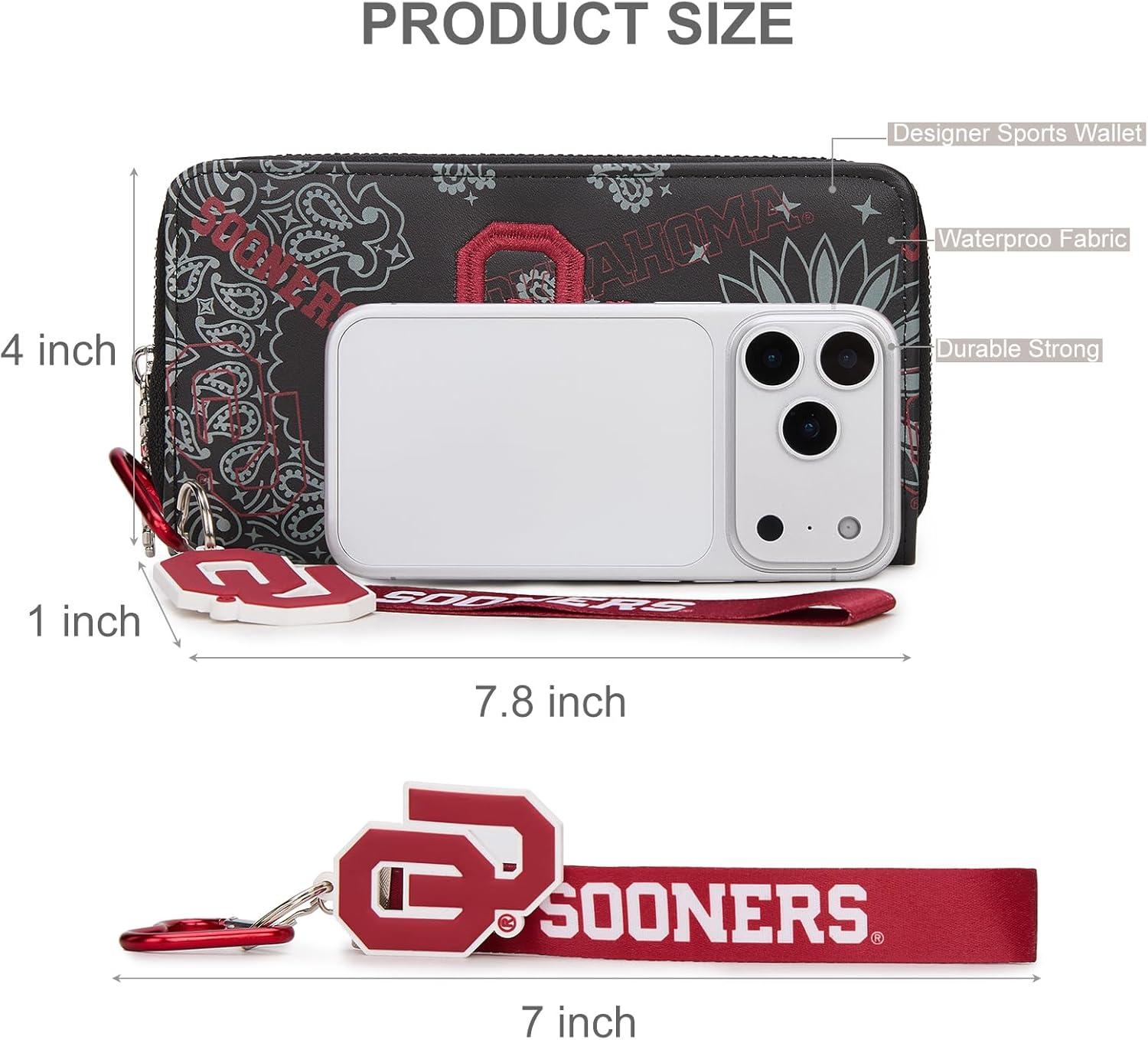 imageMontana West NCAA Team Officially Licensed Wristlet Purse for Women Stadium Wristlet Clutch with Keychain Small Game DayOublack