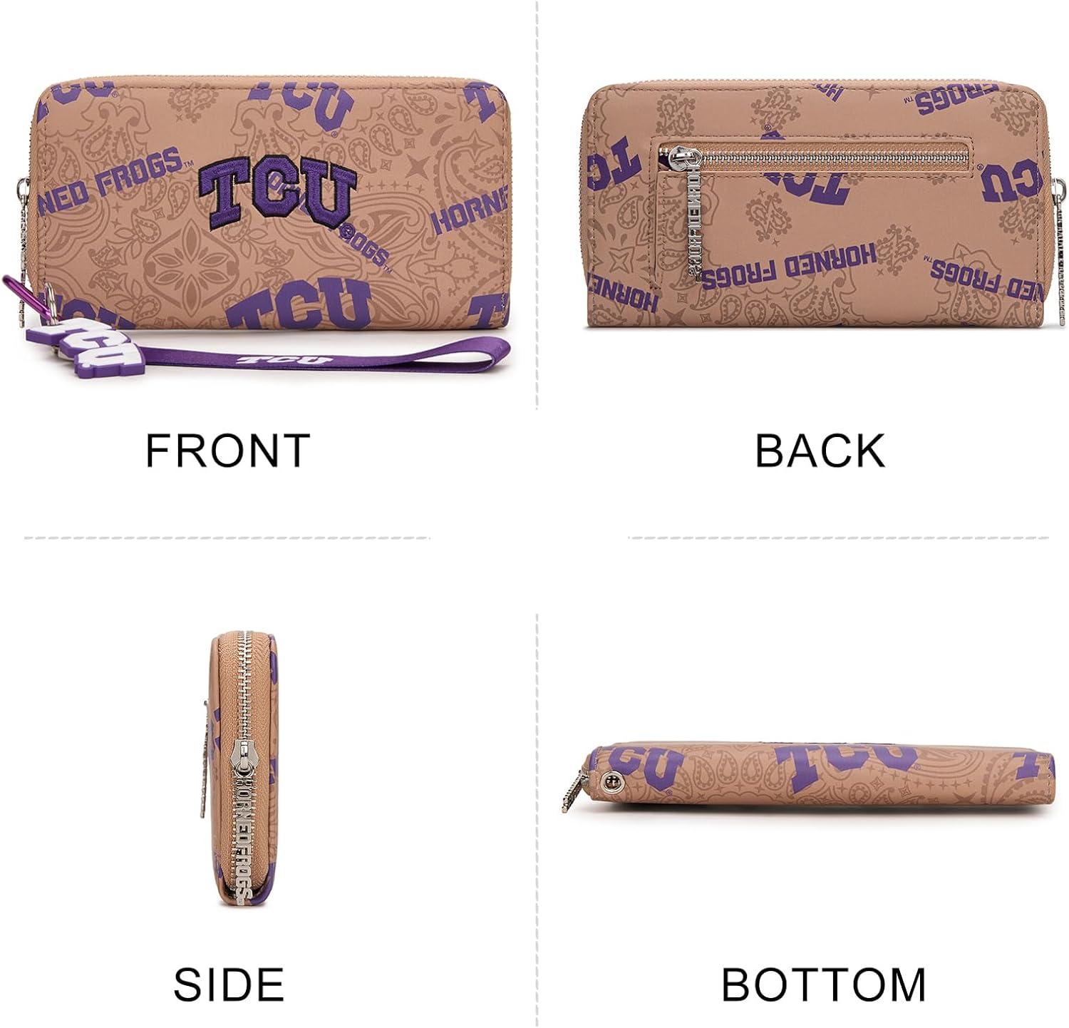 imageMontana West NCAA Team Officially Licensed Wristlet Purse for Women Stadium Wristlet Clutch with Keychain Small Game DayTcukhaki