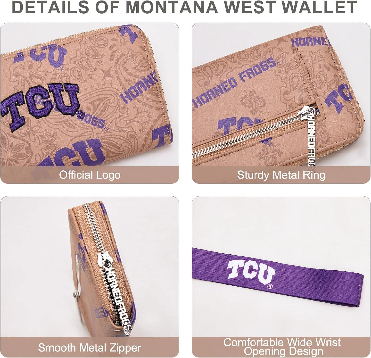 imageMontana West NCAA Team Officially Licensed Wristlet Purse for Women Stadium Wristlet Clutch with Keychain Small Game DayTcukhaki