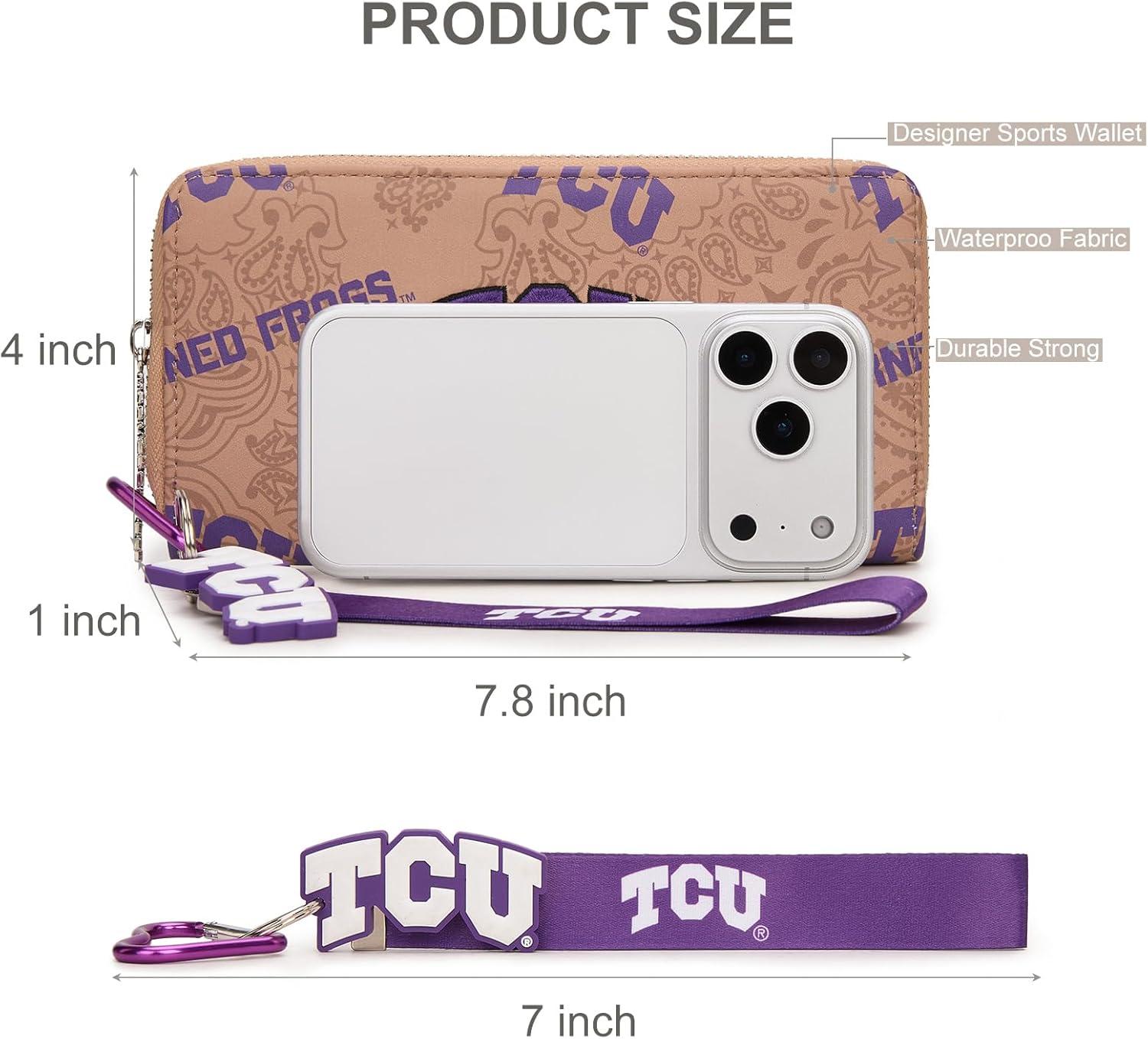imageMontana West NCAA Team Officially Licensed Wristlet Purse for Women Stadium Wristlet Clutch with Keychain Small Game DayTcukhaki