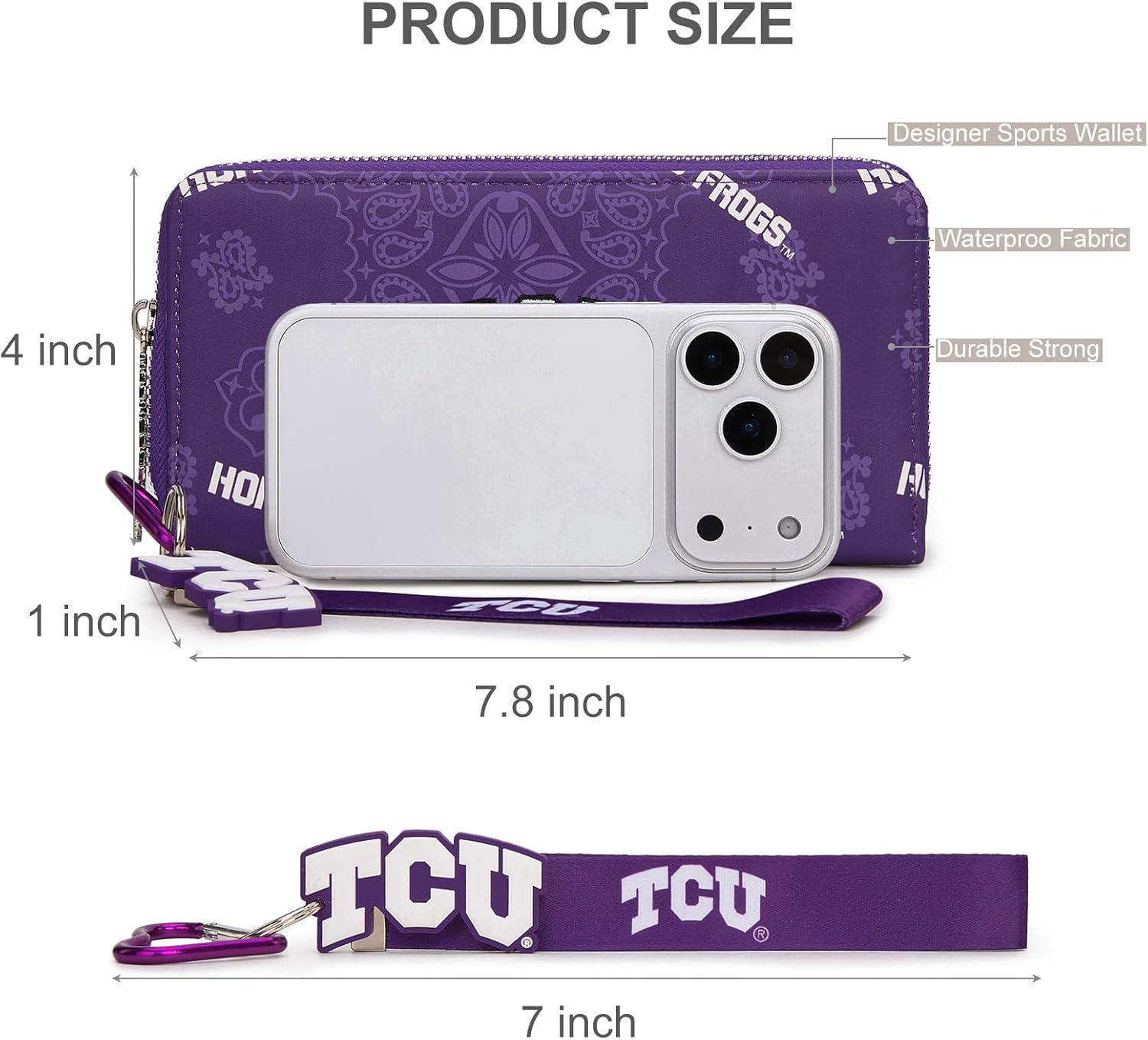 imageMontana West NCAA Team Officially Licensed Wristlet Purse for Women Stadium Wristlet Clutch with Keychain Small Game DayTcupurple