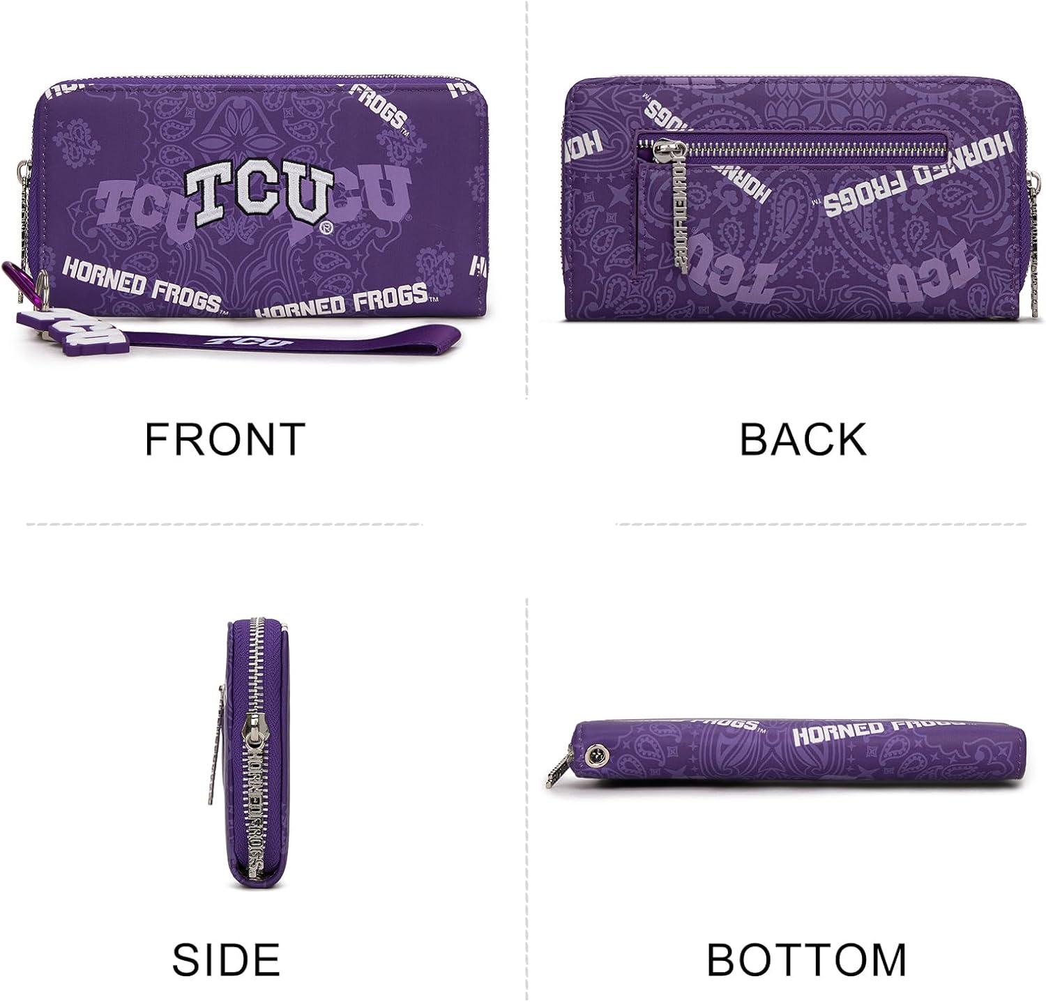 imageMontana West NCAA Team Officially Licensed Wristlet Purse for Women Stadium Wristlet Clutch with Keychain Small Game DayTcupurple