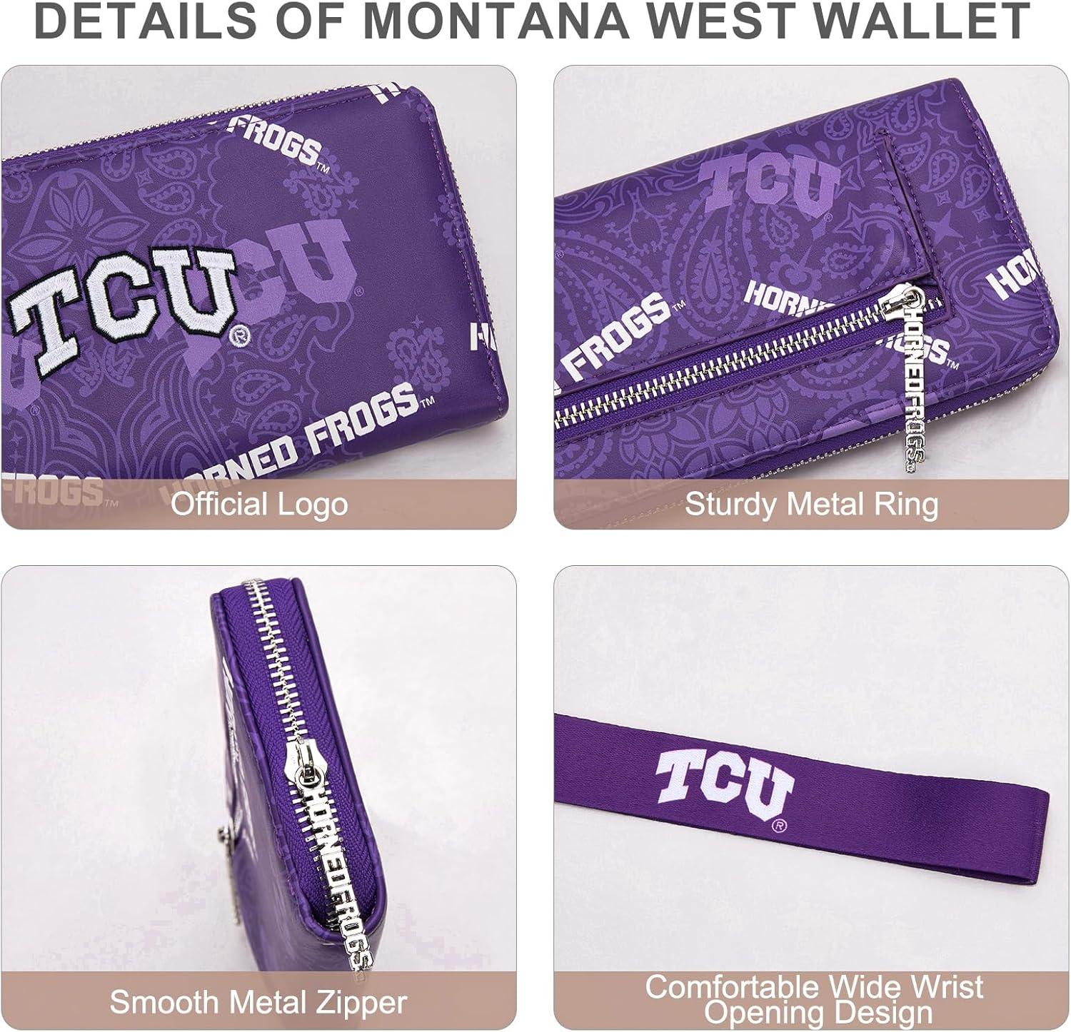 imageMontana West NCAA Team Officially Licensed Wristlet Purse for Women Stadium Wristlet Clutch with Keychain Small Game DayTcupurple