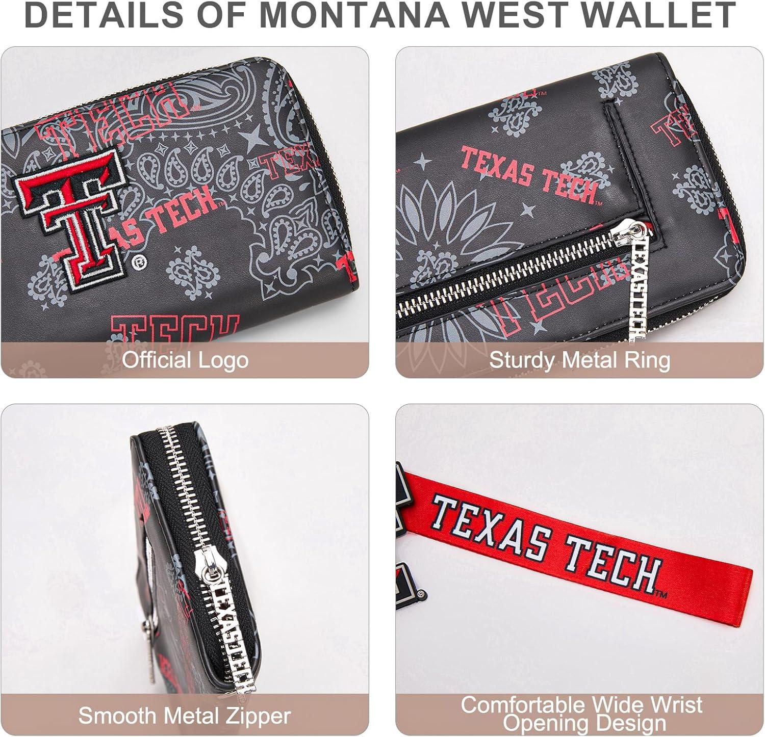 imageMontana West NCAA Team Officially Licensed Wristlet Purse for Women Stadium Wristlet Clutch with Keychain Small Game DayTtublack