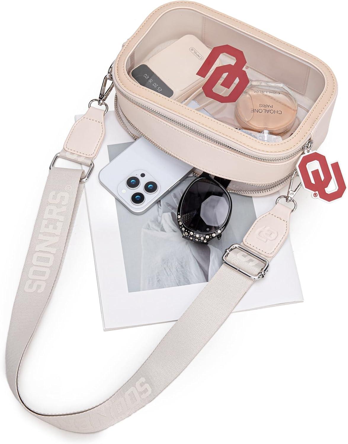 imageMontana West Oklahoma Sooners Clear Bag for Stadium Events Handbags for Sports FansSmall Wallet Bundle
