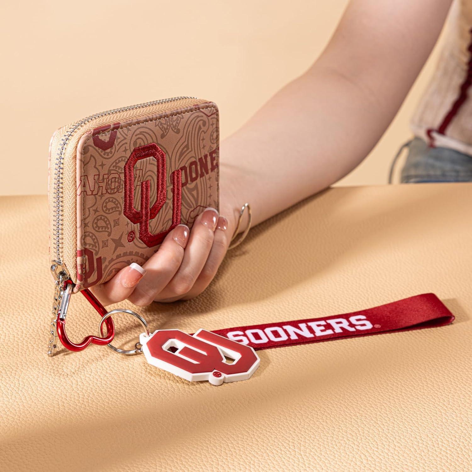 imageMontana West Oklahoma Sooners Game Day Bundle Box Crossbody Purse amp Zip Around Wallet with Lanyard Bundle