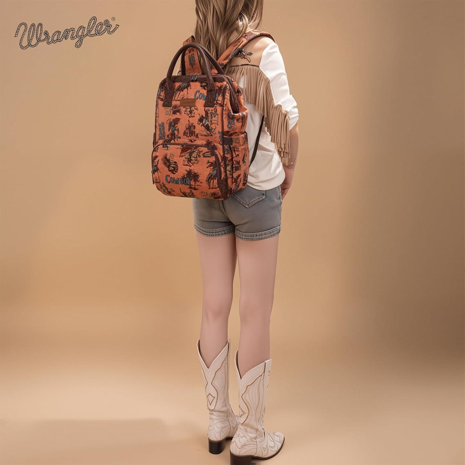imageMontana West Wrangler Backpack for Women Western Casual Daypack for College Travel WorkCowboy Brown