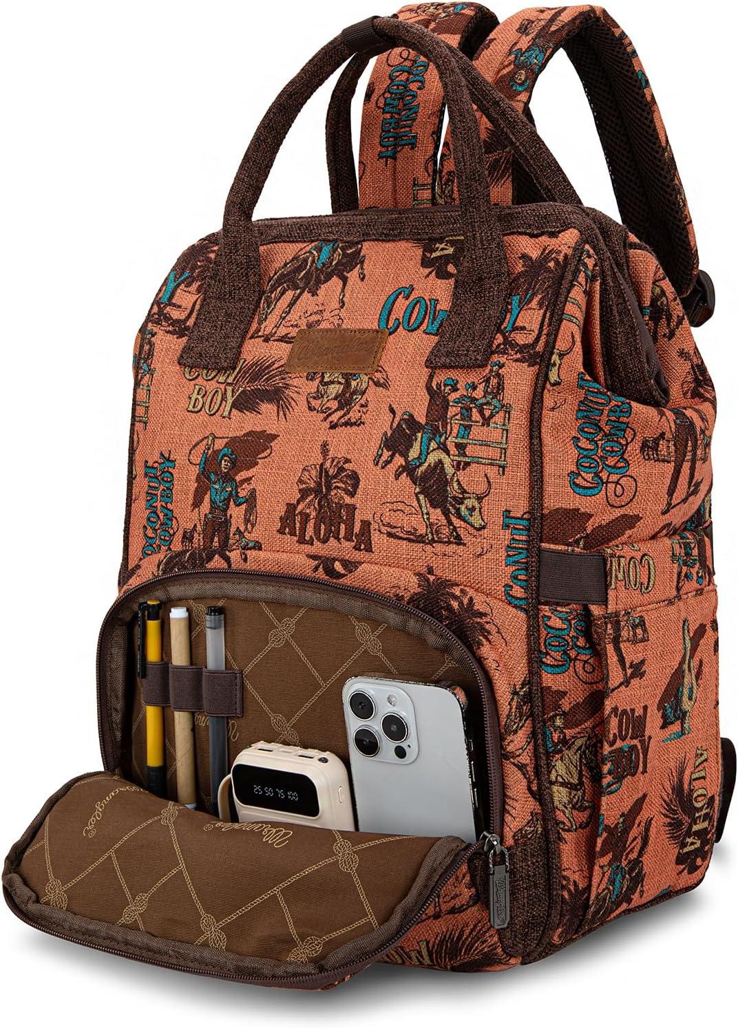 imageMontana West Wrangler Backpack for Women Western Casual Daypack for College Travel WorkCowboy Brown