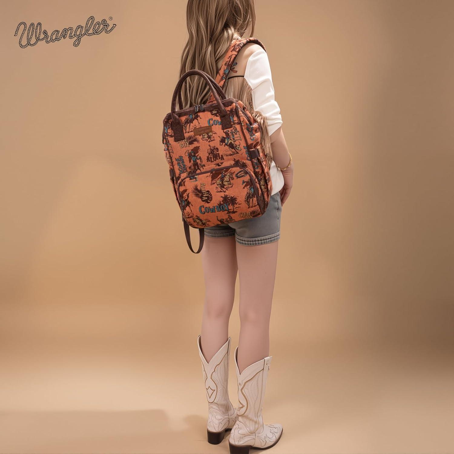 imageMontana West Wrangler Backpack for Women Western Casual Daypack for College Travel WorkCowboy Brown