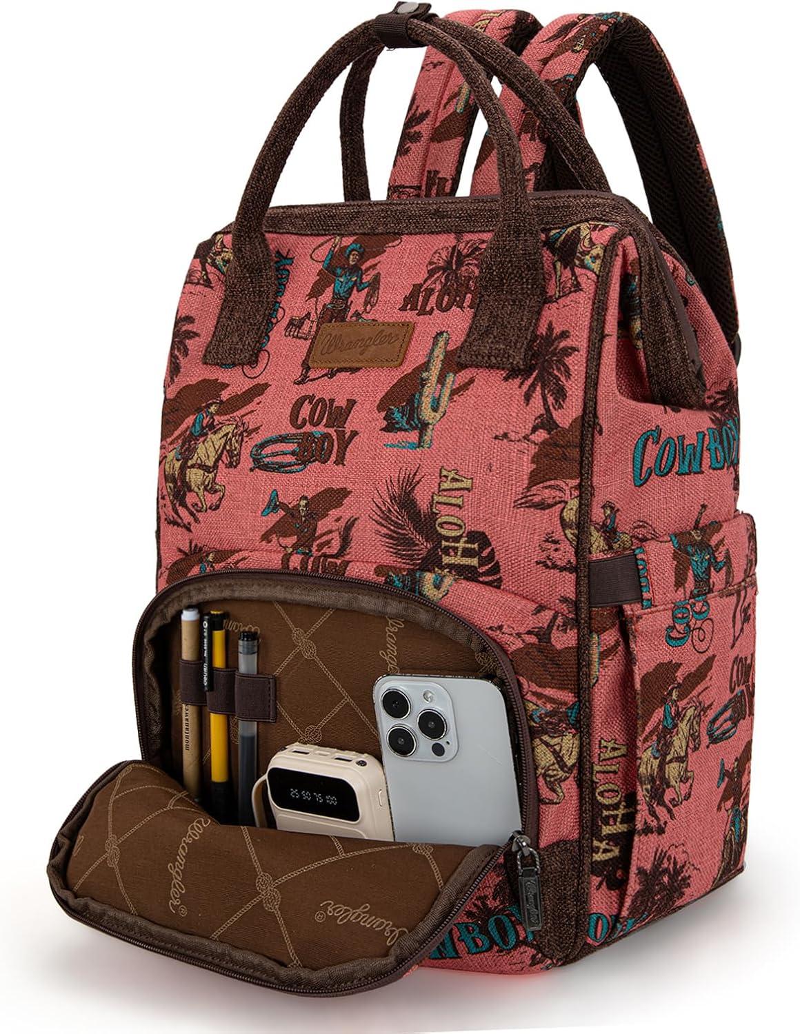 imageMontana West Wrangler Backpack for Women Western Casual Daypack for College Travel WorkCowboy Hot Pink