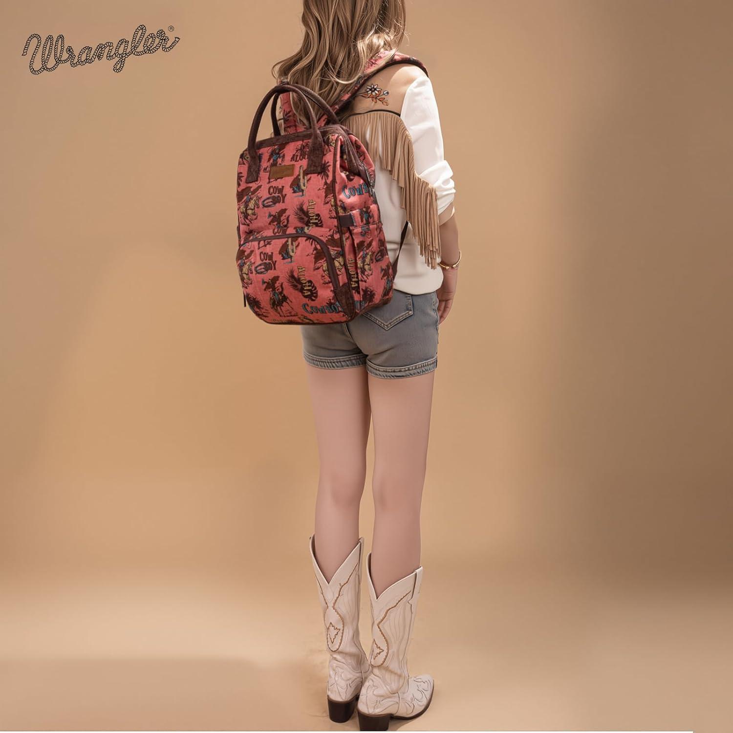 imageMontana West Wrangler Backpack for Women Western Casual Daypack for College Travel WorkCowboy Hot Pink