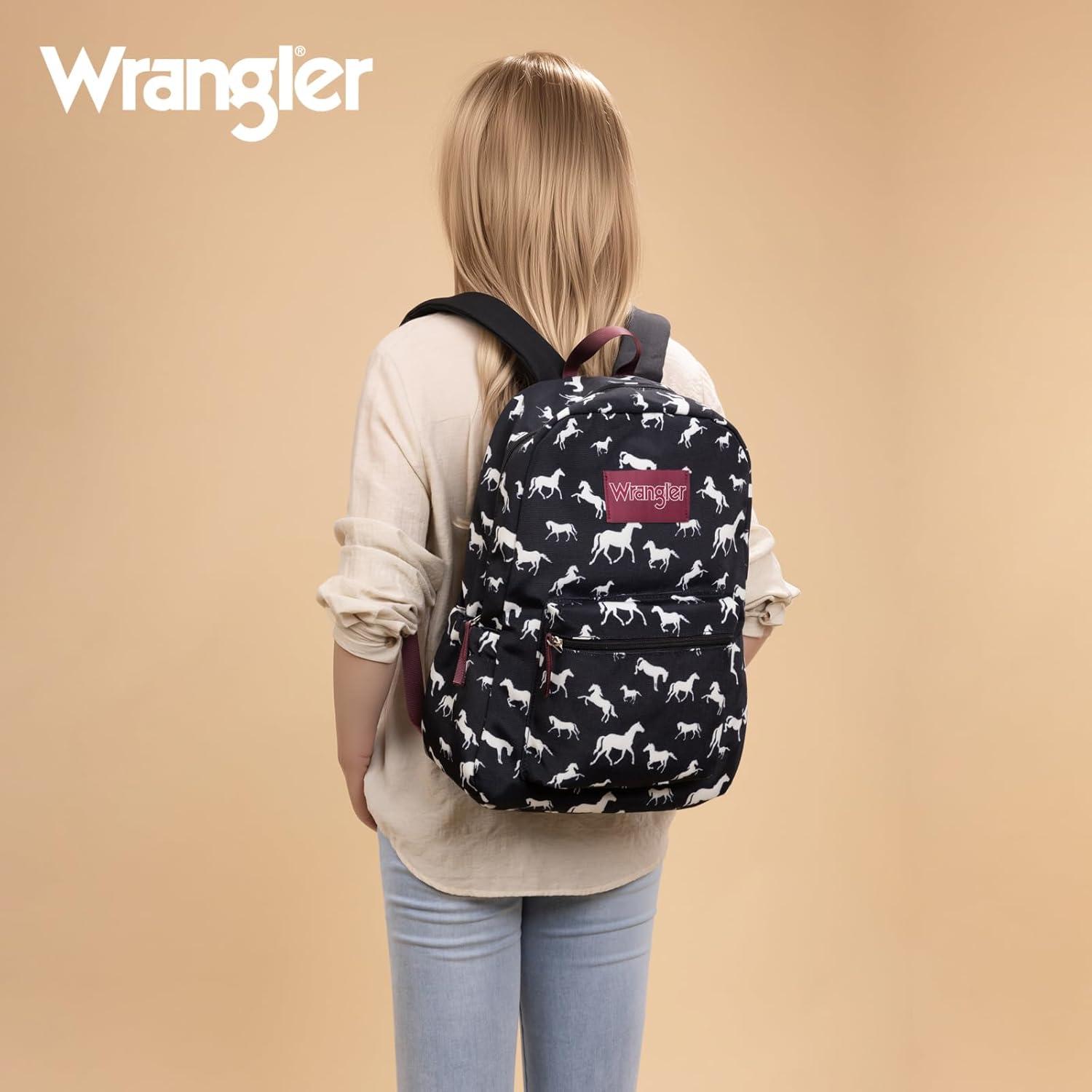 imageMontana West Wrangler Lightweight Backpack for Women Water Resistant 800D Casual Daypack for College Commute Travel amp GymHorse Print