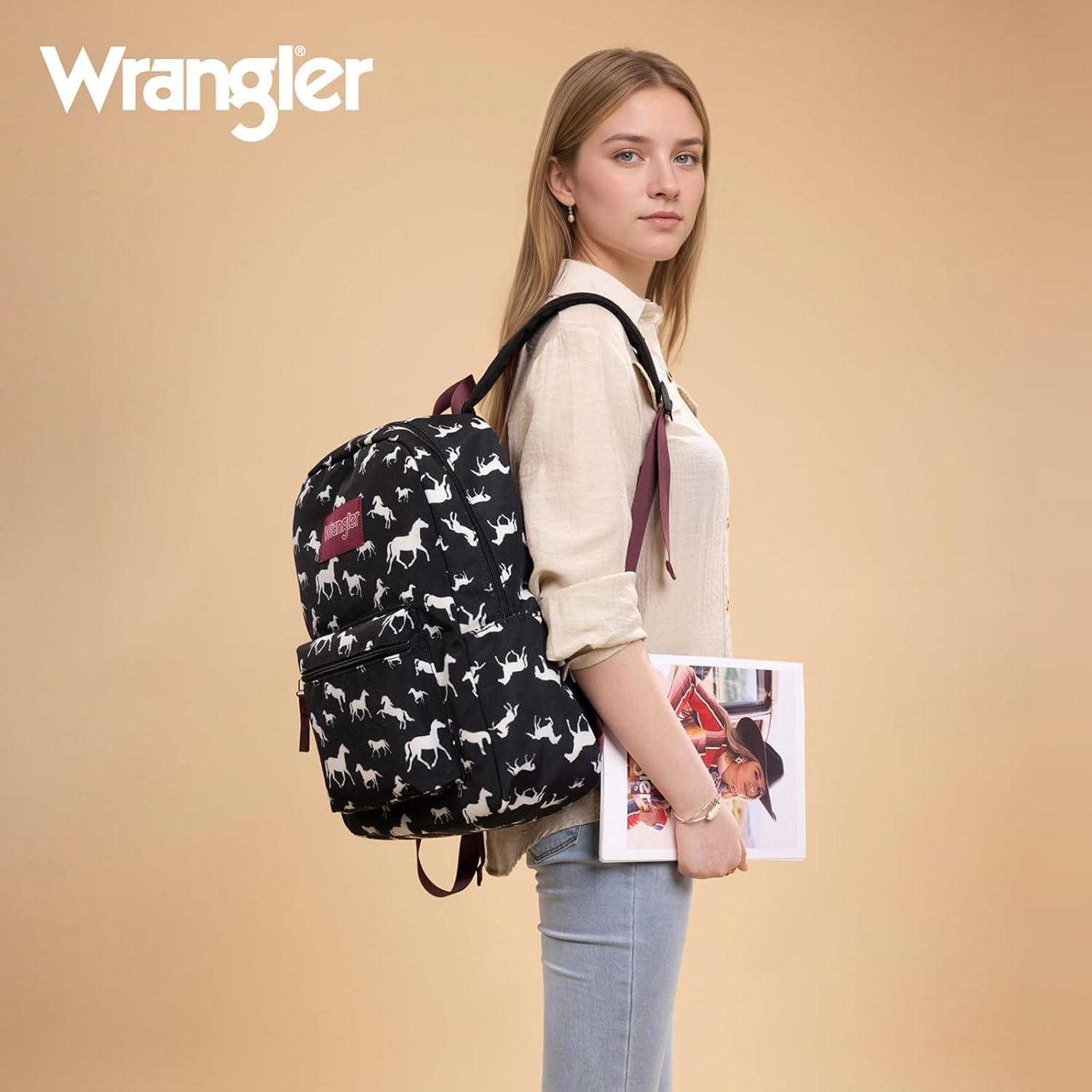 imageMontana West Wrangler Lightweight Backpack for Women Water Resistant 800D Casual Daypack for College Commute Travel amp GymHorse Print