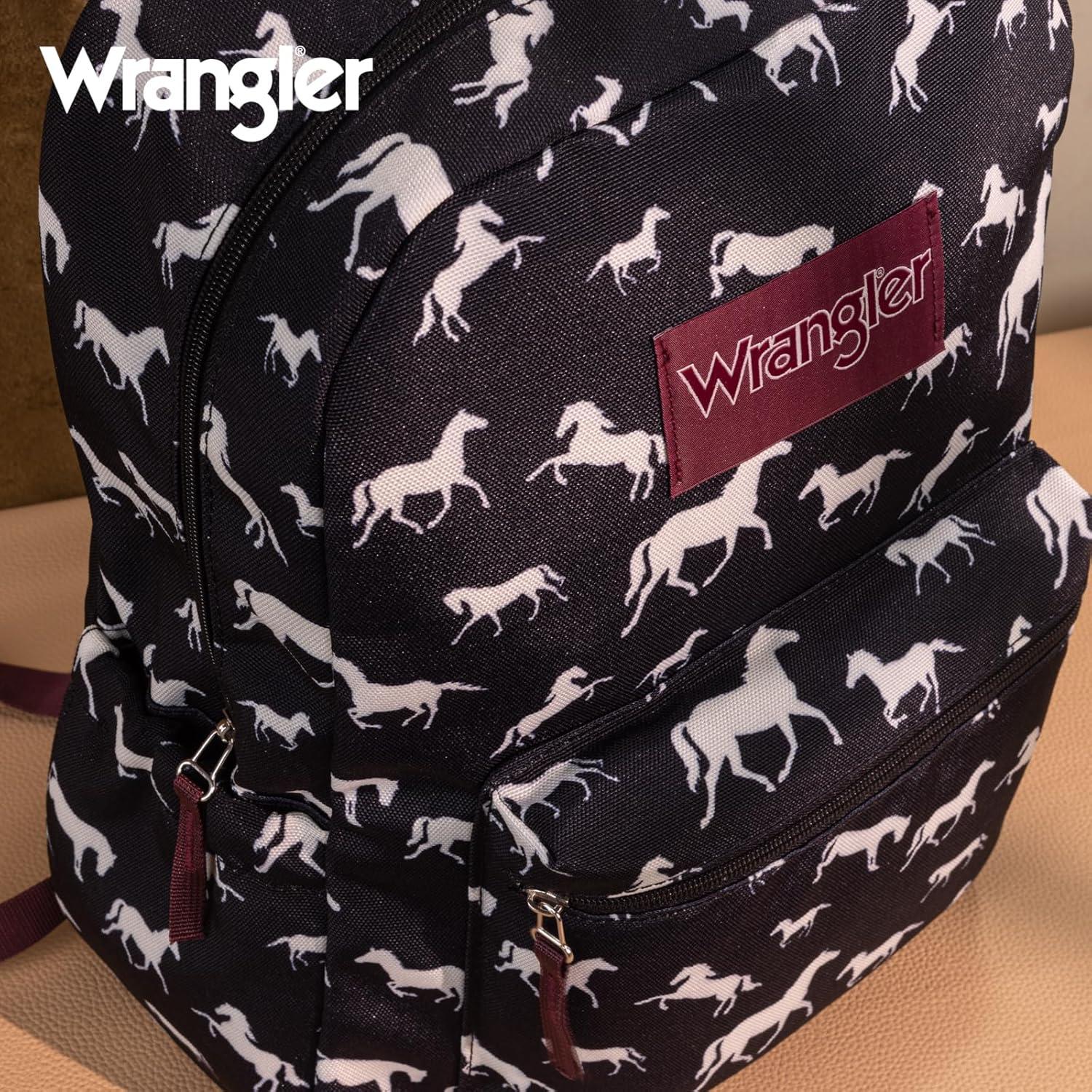 imageMontana West Wrangler Lightweight Backpack for Women Water Resistant 800D Casual Daypack for College Commute Travel amp GymHorse Print