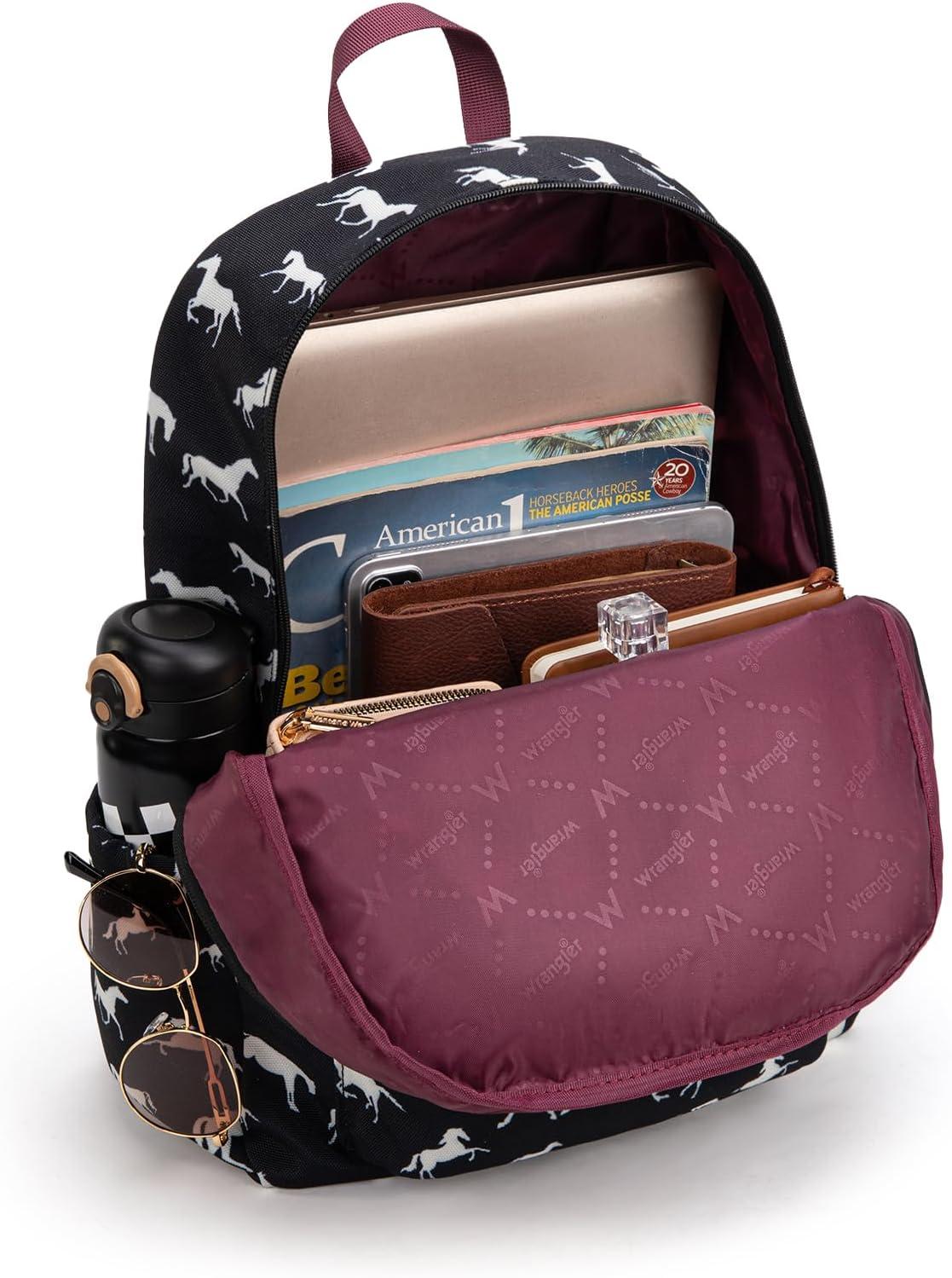 imageMontana West Wrangler Lightweight Backpack for Women Water Resistant 800D Casual Daypack for College Commute Travel amp GymHorse Print