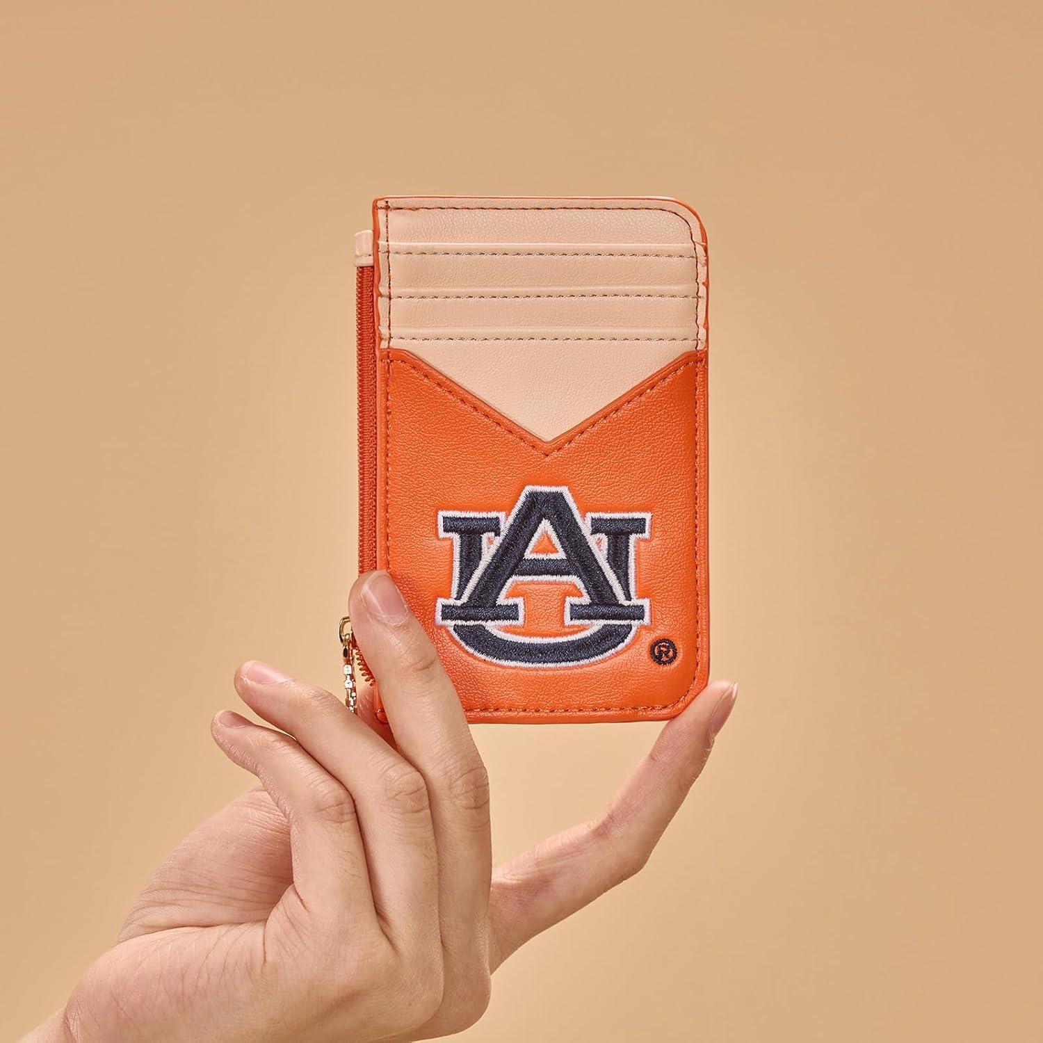imageNCAA Licensed Slim RFID Blocking Card Holder Official Arkansas Razorbacks Slim Wallet with Keychain Leather Wallets Compact Comfortable Officially Licensed Stamped Logo Black NCAFU021BKAUOrange
