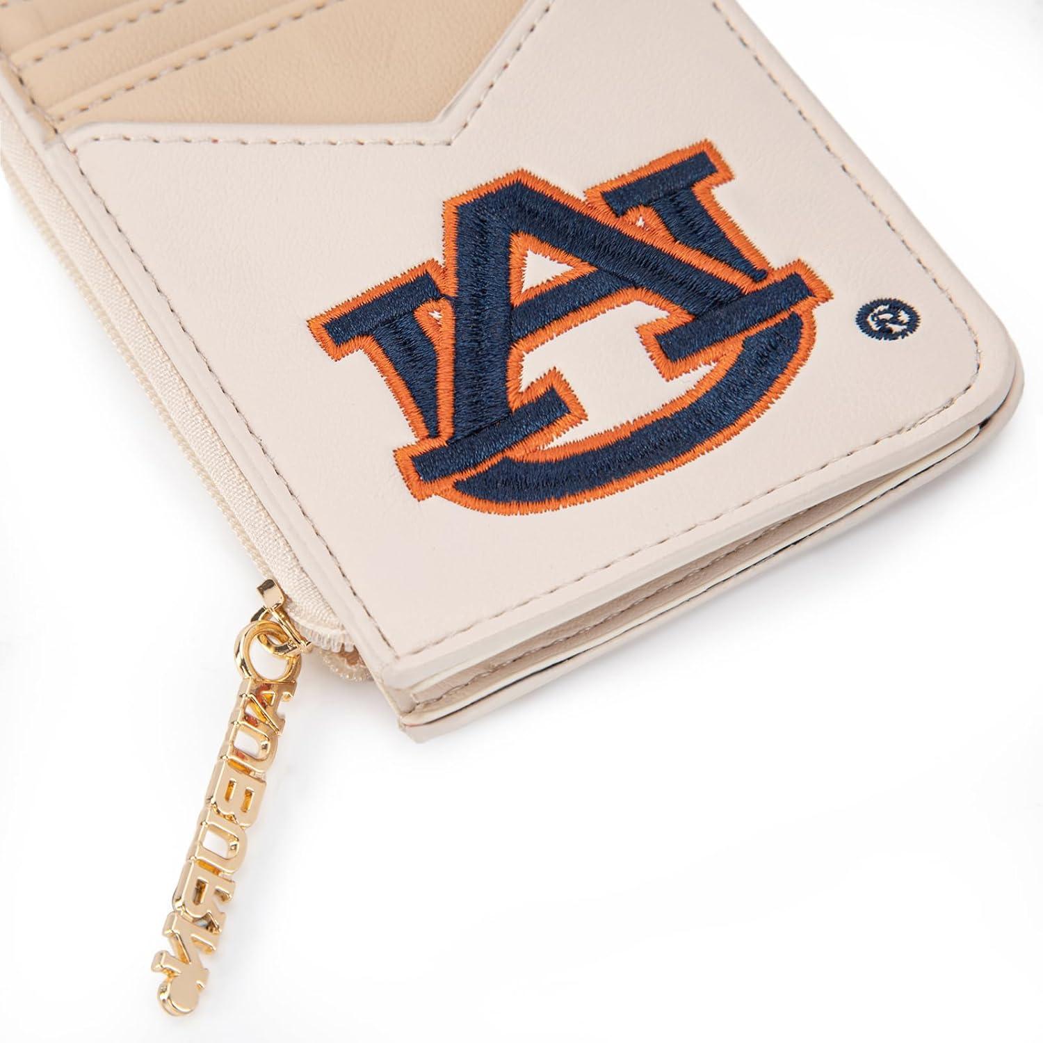 imageNCAA Licensed Slim RFID Blocking Card Holder Official Arkansas Razorbacks Slim Wallet with Keychain Leather Wallets Compact Comfortable Officially Licensed Stamped Logo Black NCAFU021BKAUApricot