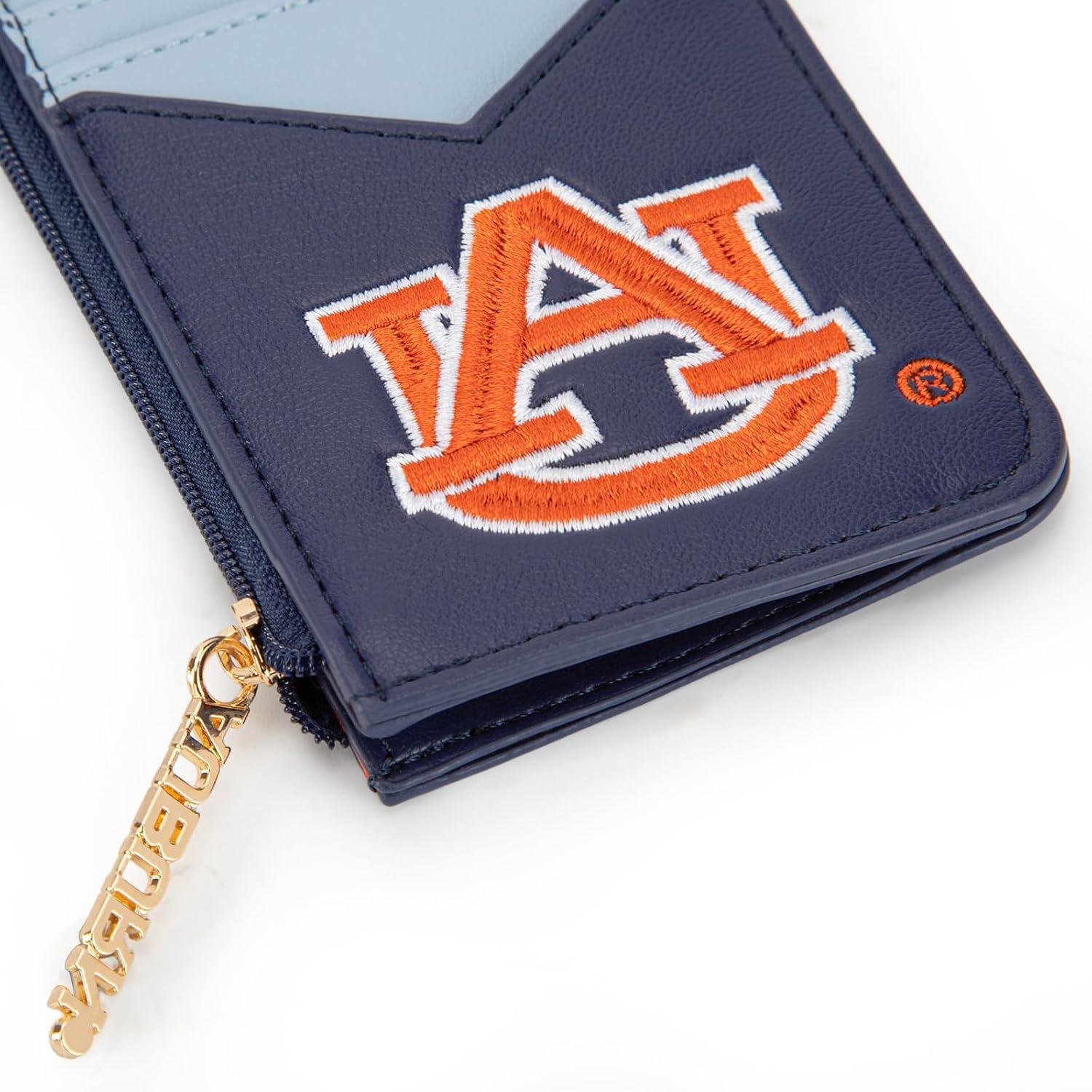 imageNCAA Licensed Slim RFID Blocking Card Holder Official Arkansas Razorbacks Slim Wallet with Keychain Leather Wallets Compact Comfortable Officially Licensed Stamped Logo Black NCAFU021BKAUNavy Blue